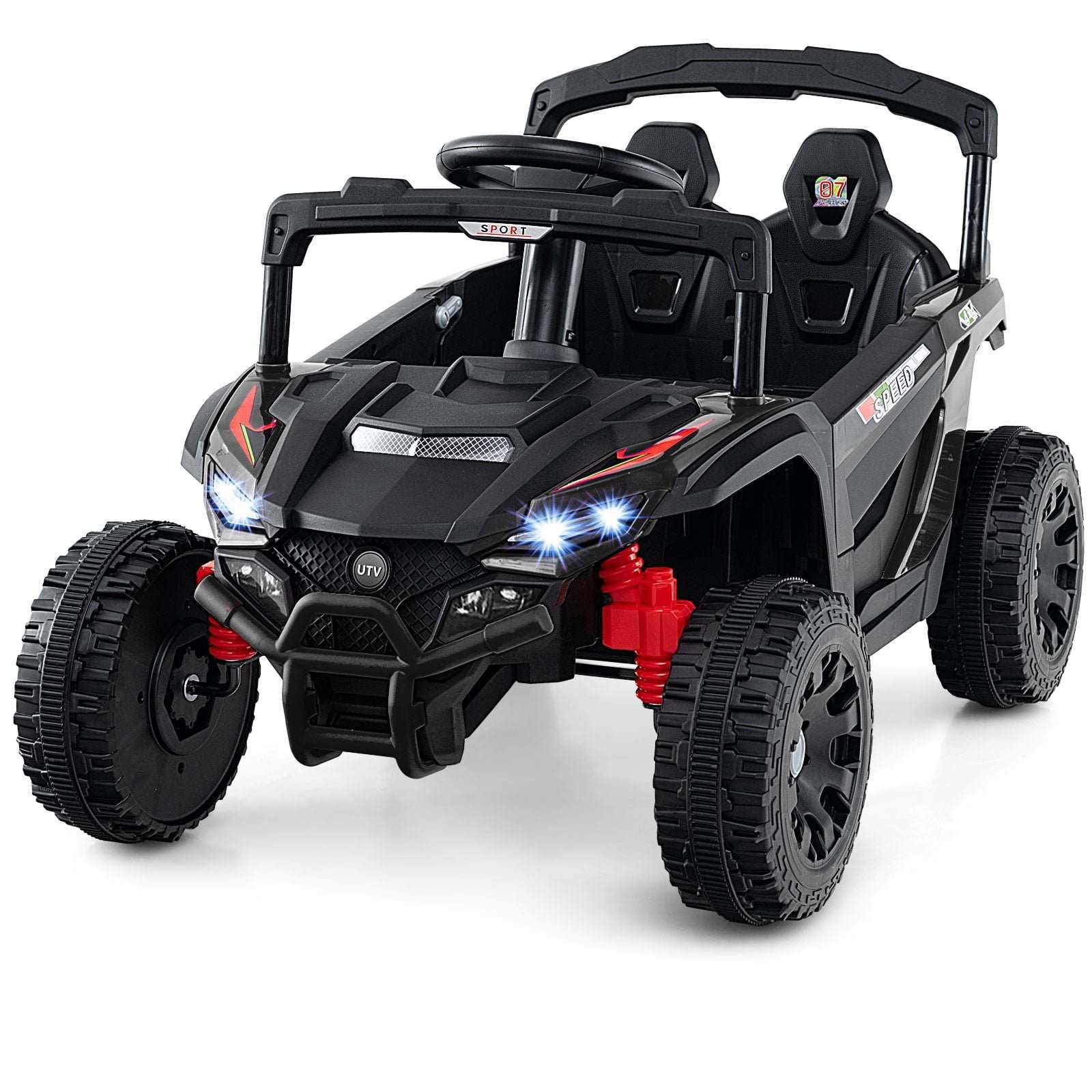 12V Børne Elektrisk UTV med Fjernbetjening – Sort, 2 Motorer