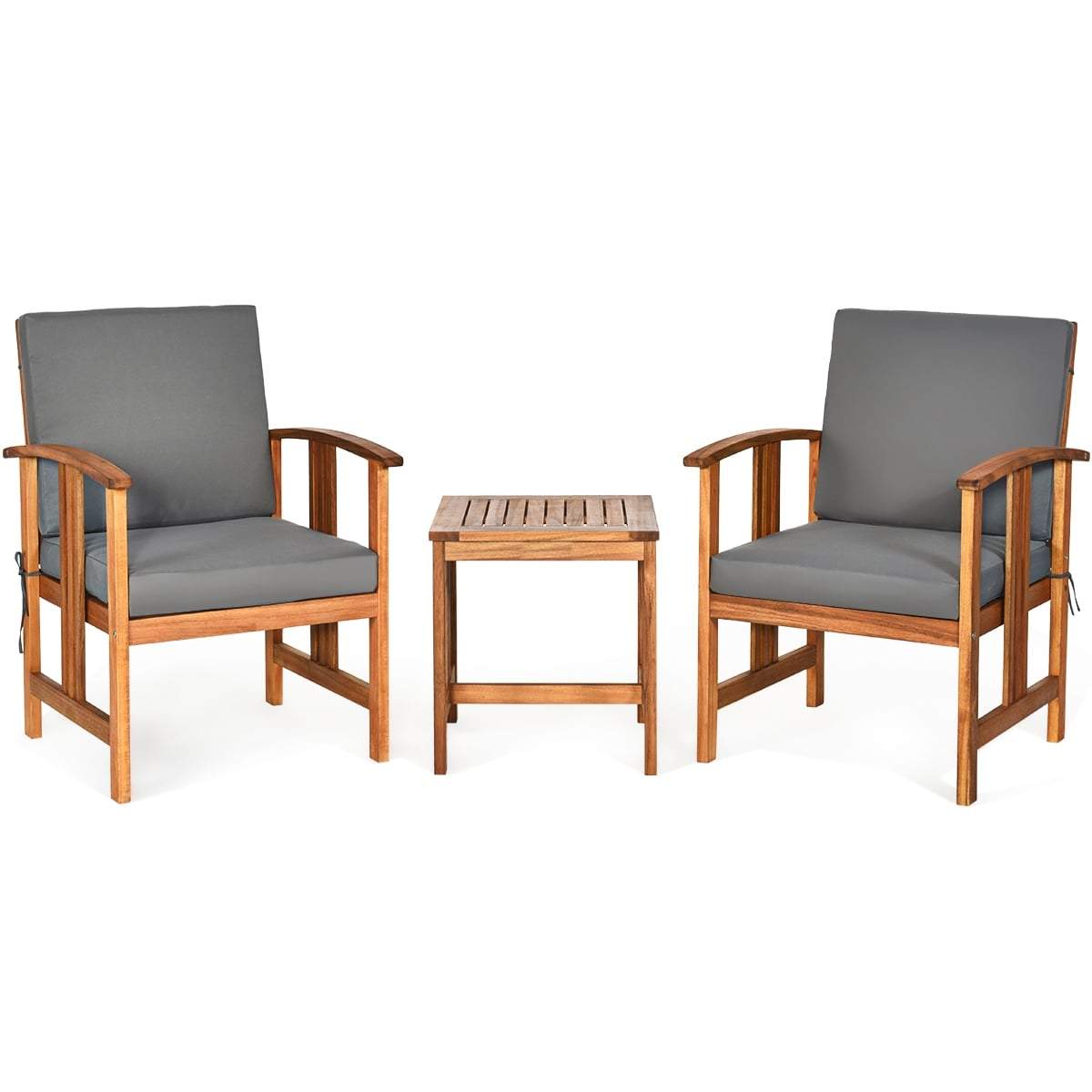 3-delad soffgrupp i akaciaträ med kuddar och bord | Hem & Hobby | Pryloteket