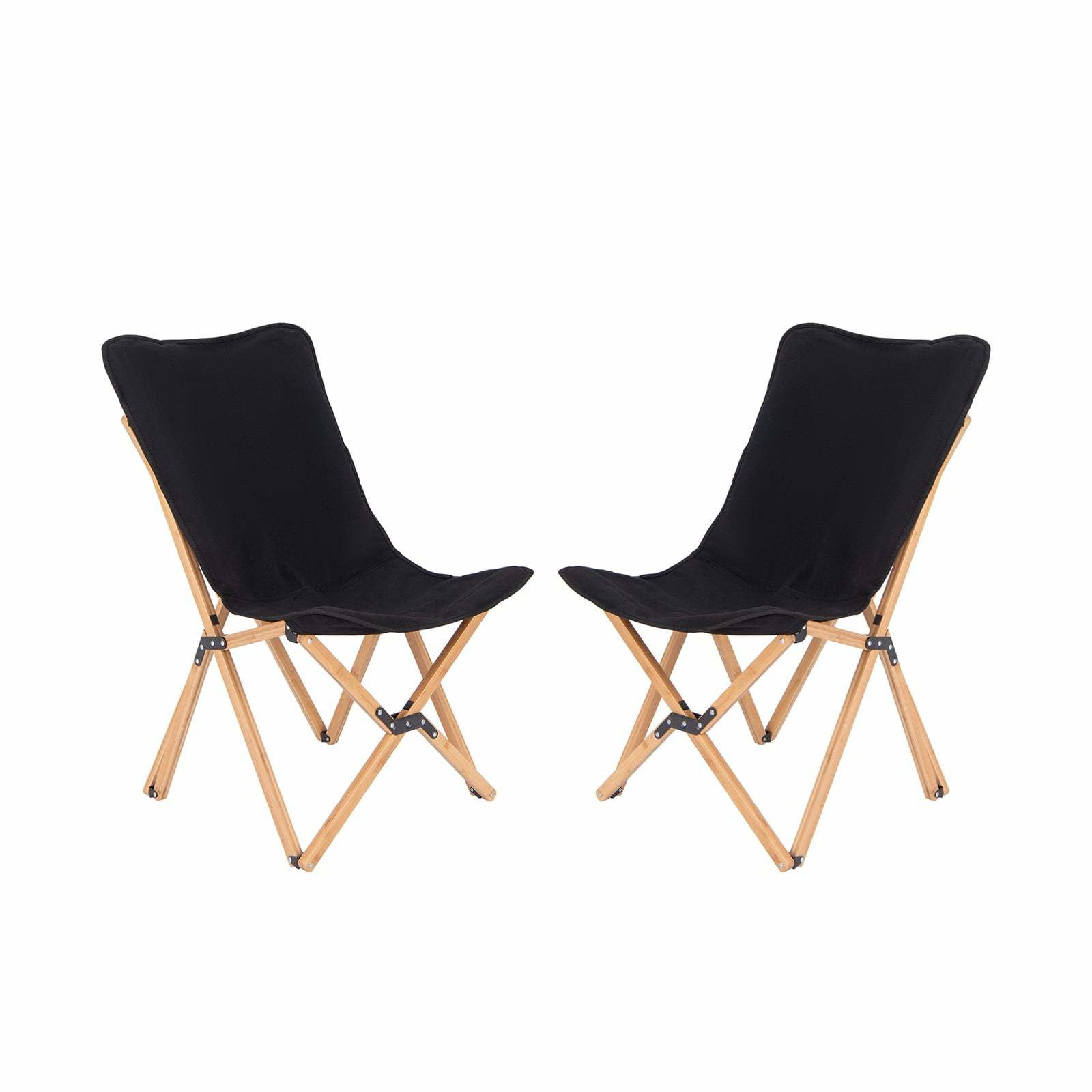 Bambus klapstolsæt – bærbar, 150 kg kapacitet, sort