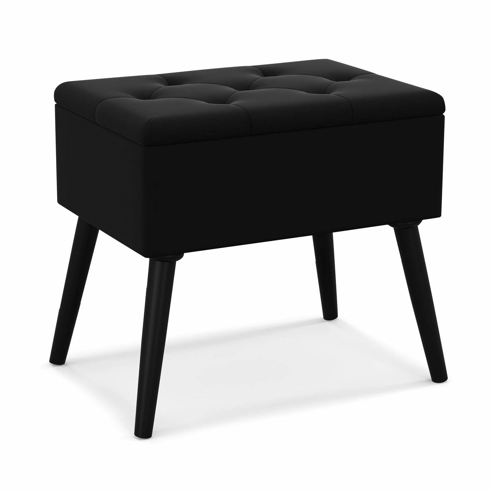Sammetsfotpall med förvaring – svart, stoppad sits, dolt fack | Hem & Hobby | Pryloteket