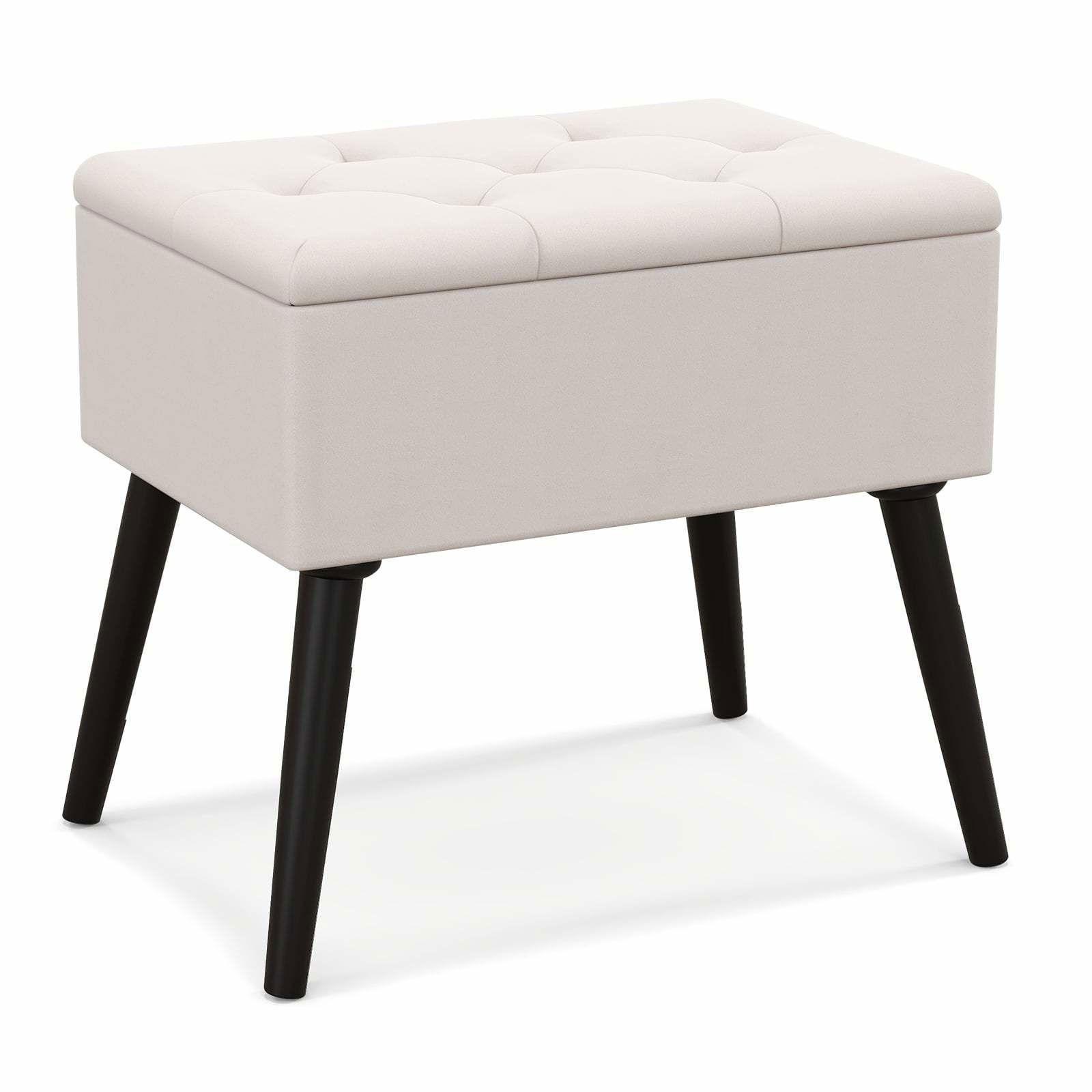 Sammetsfotpall med förvaring och kudde – Beige | Hem & Hobby | Pryloteket