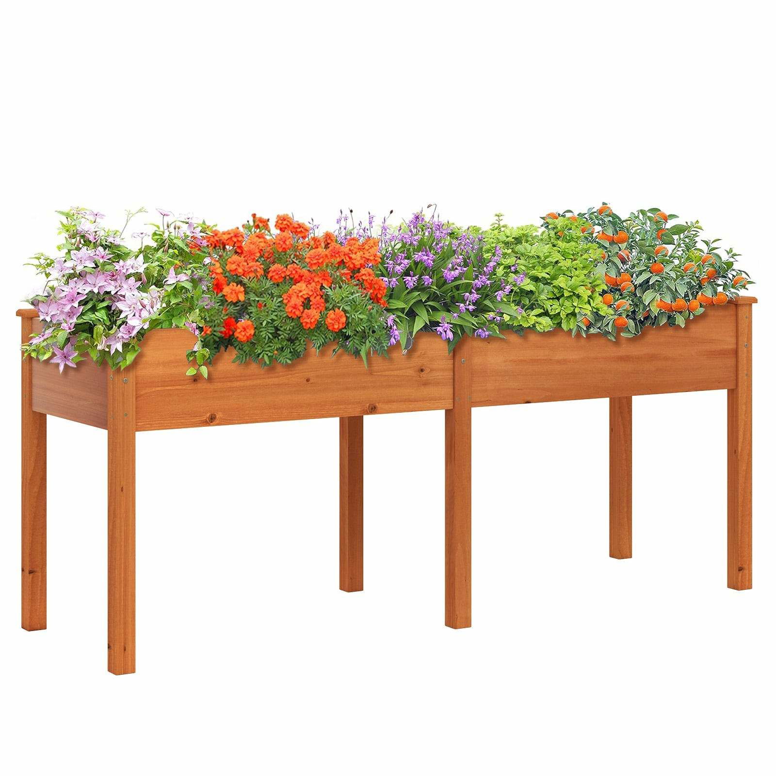 Stort højbed i træ med skillevæg – 185x58x77 cm