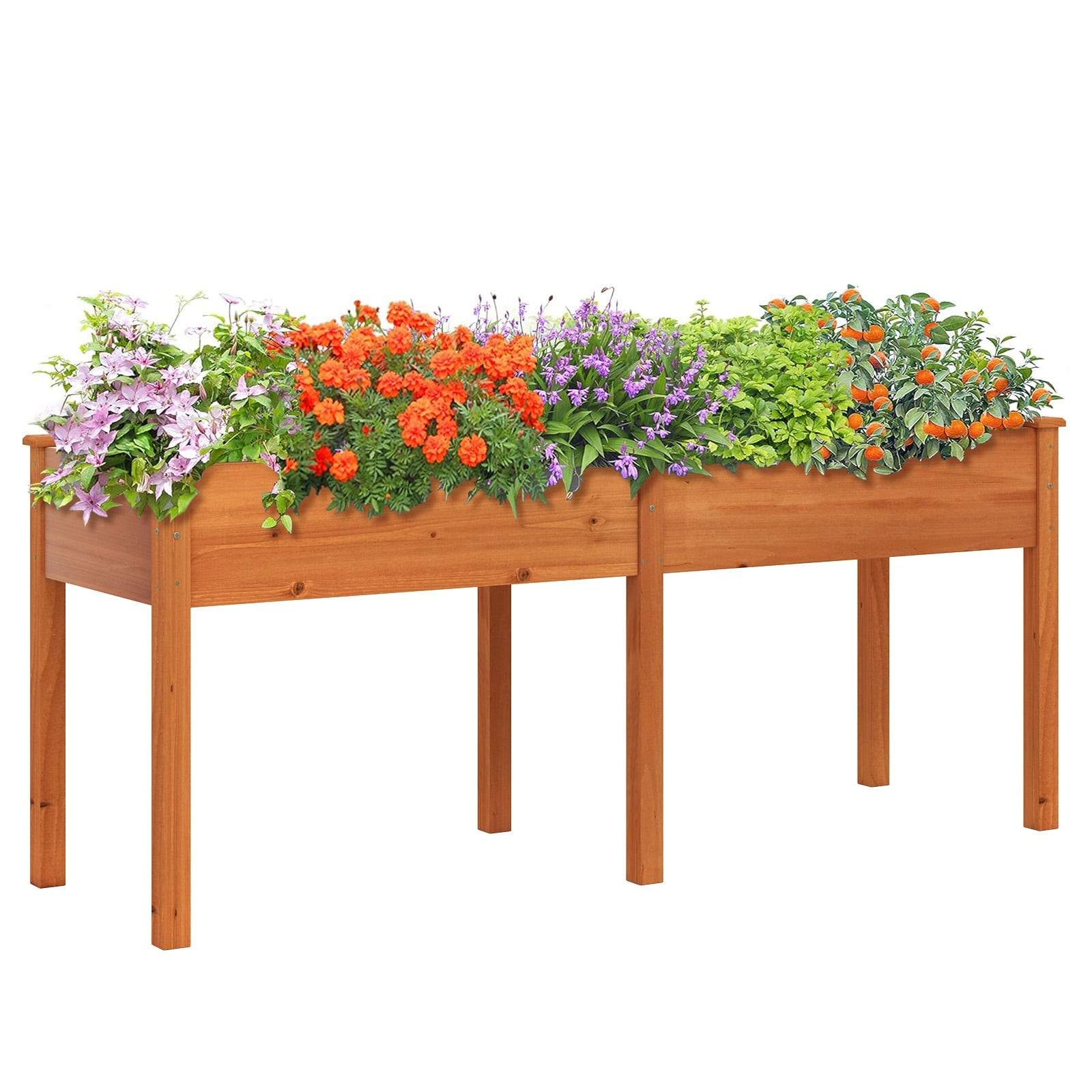 Stort højbed i træ med skillevæg – 185x58x77 cm