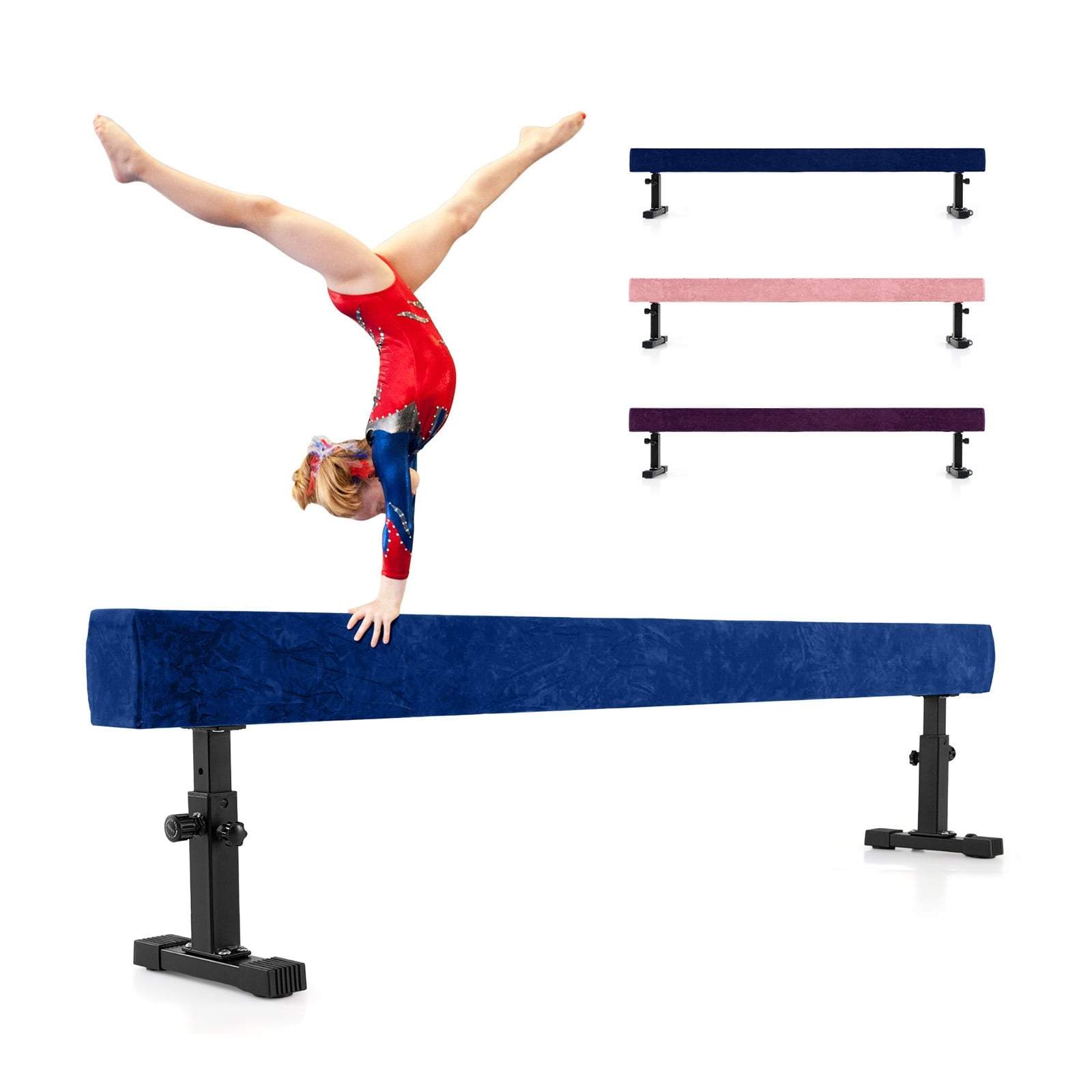 Justerbar gymnastikbjælke – 226 cm, 3 højder, ruskindsfinish