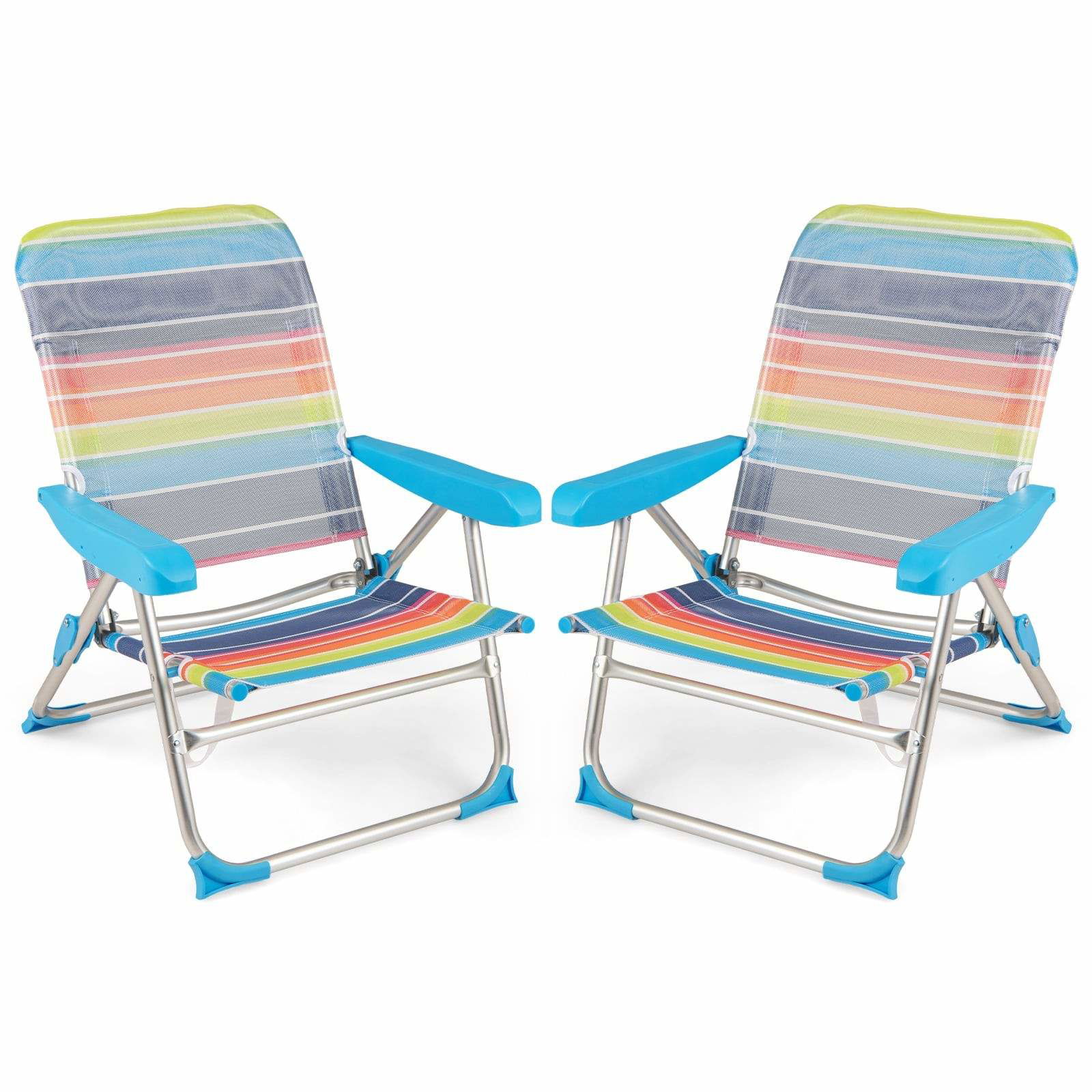 2-delt justerbart foldbart strandstolsæt – åndbart stof
