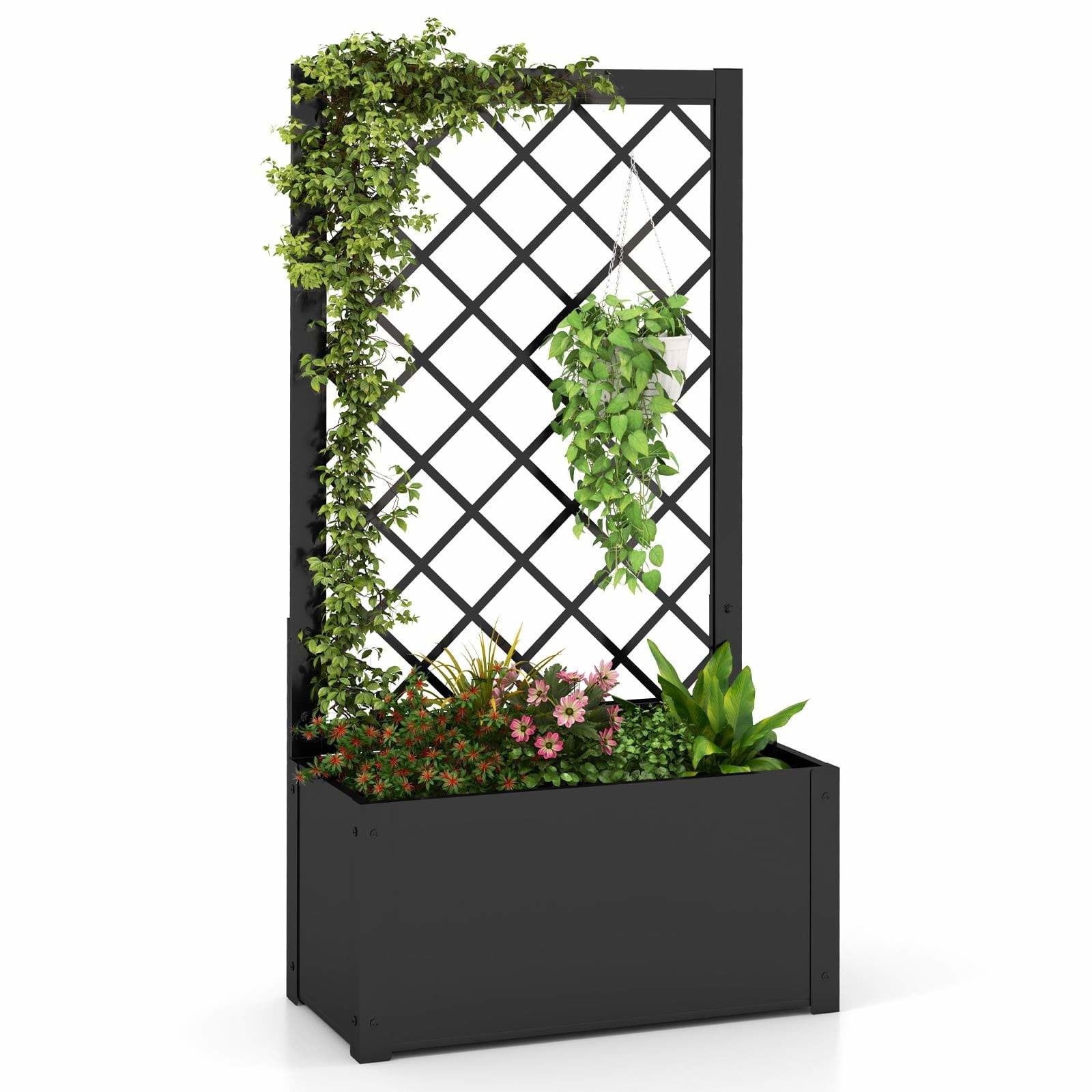 Metalplantekasse med espalier – 112 cm, dyb og robust