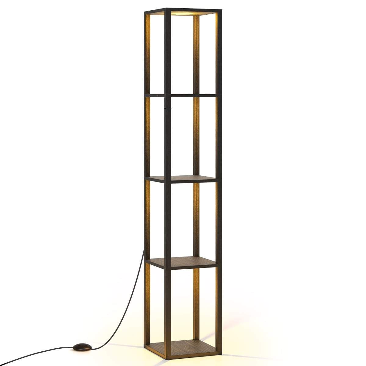 Gulvlampe med hylder og dæmpbare LED-lys, 165 cm