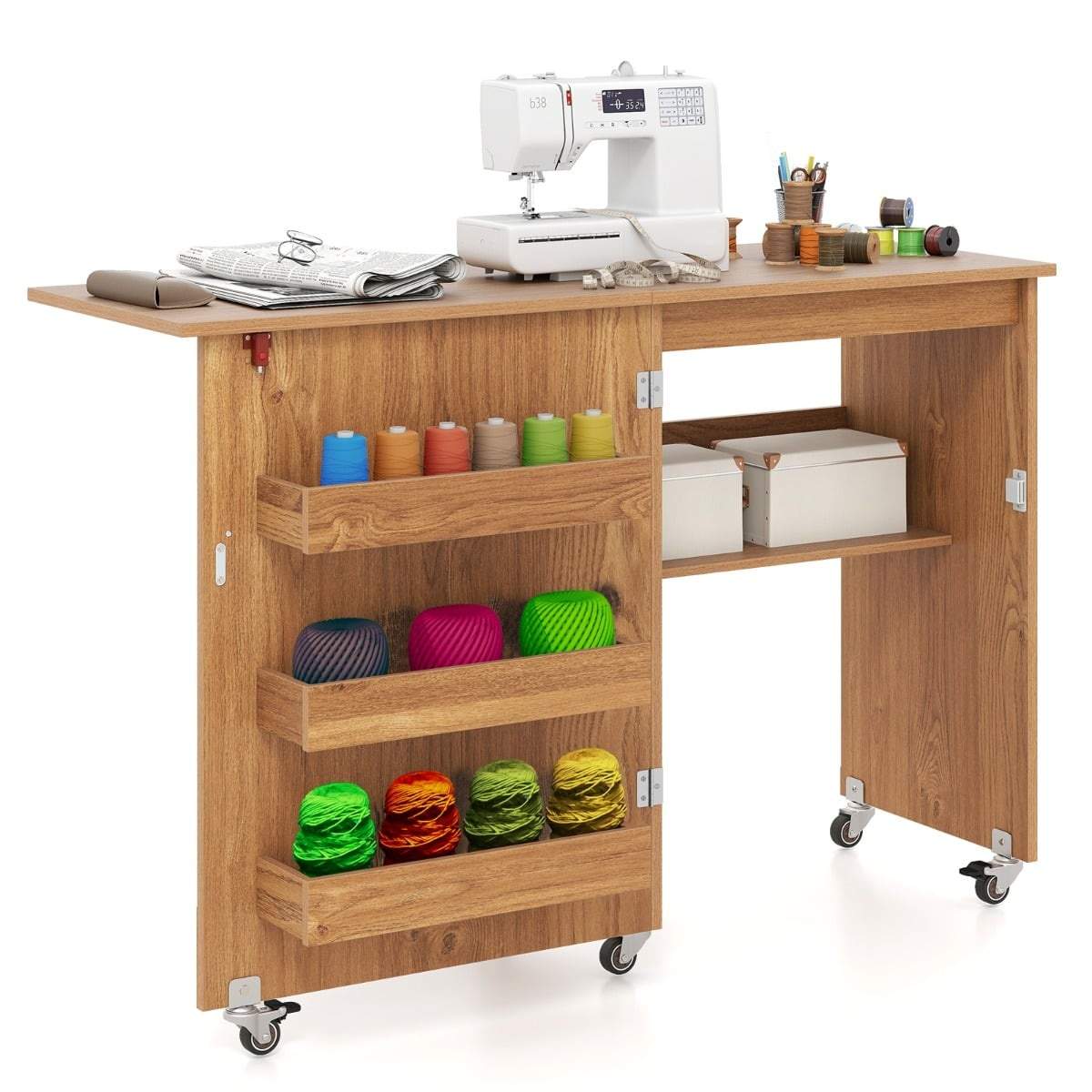 Sammenklappeligt sybord med opbevaring – mobil hobbystation