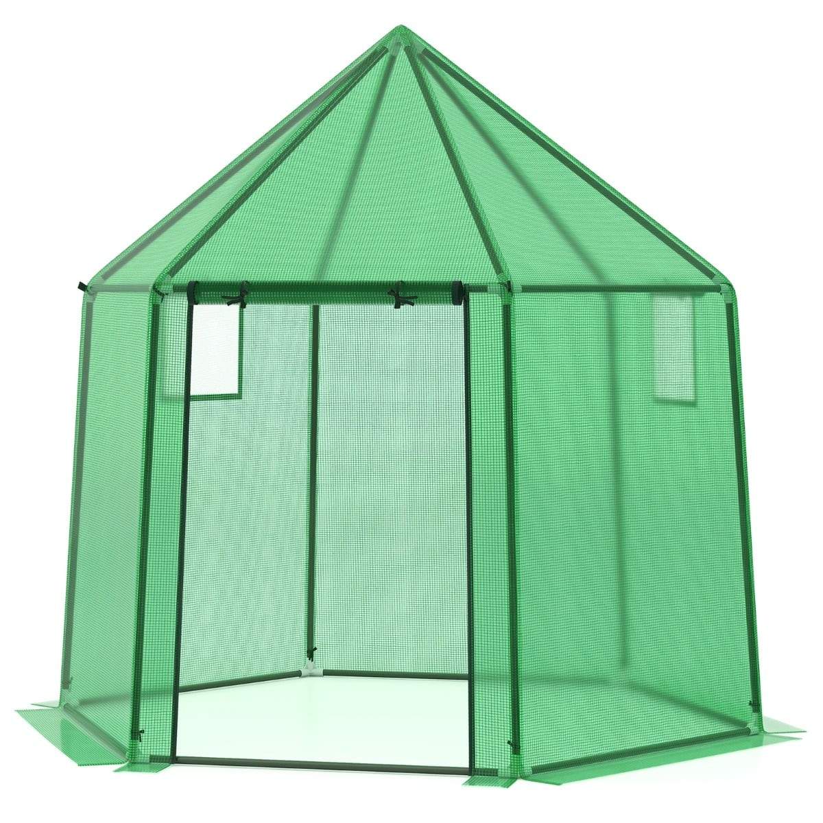 Drivhus med PE-overdækning og rulledør, 198x172x190 cm