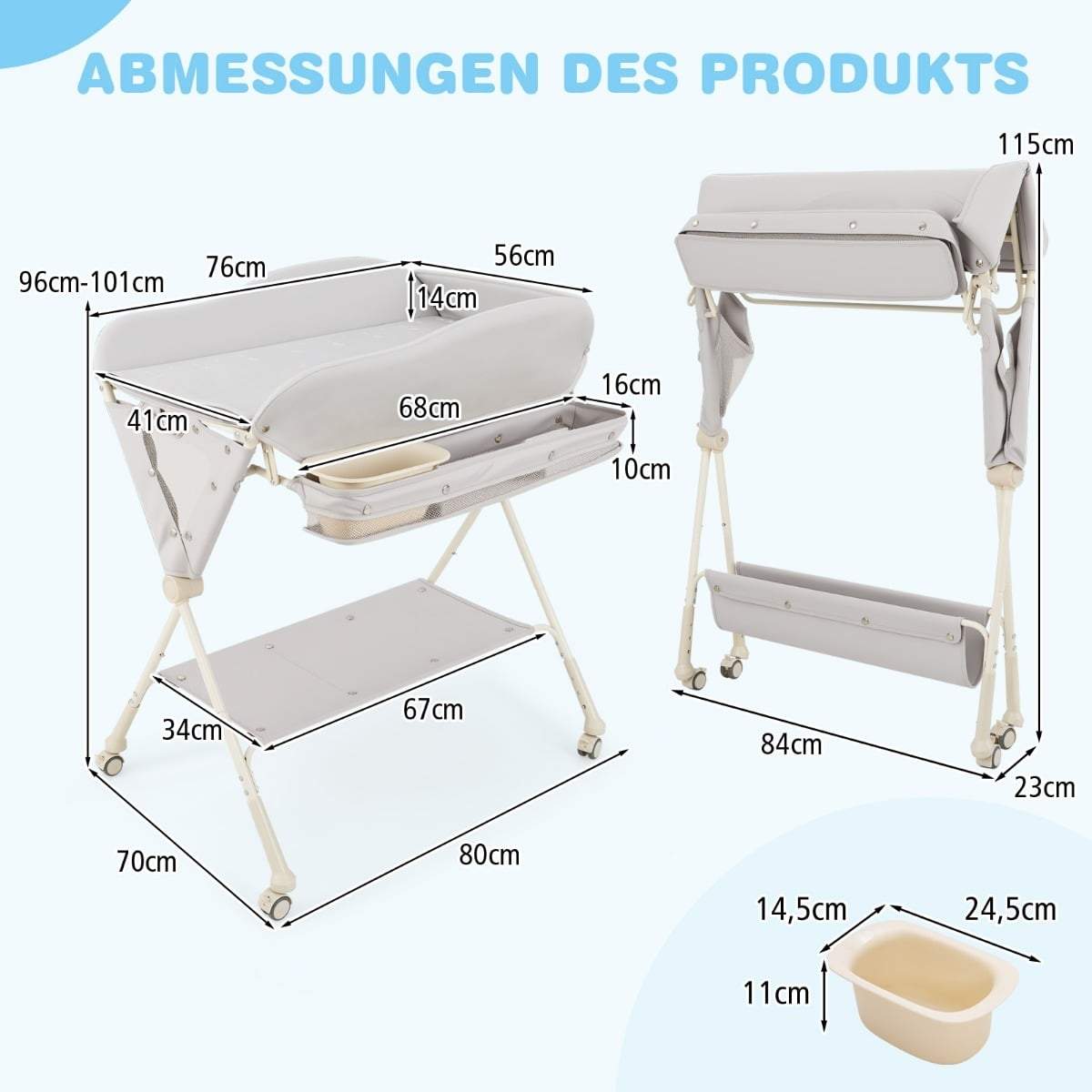 Hopfällbart skötbord med förvaring och vattenbehållare | Hem & Hobby | Pryloteket