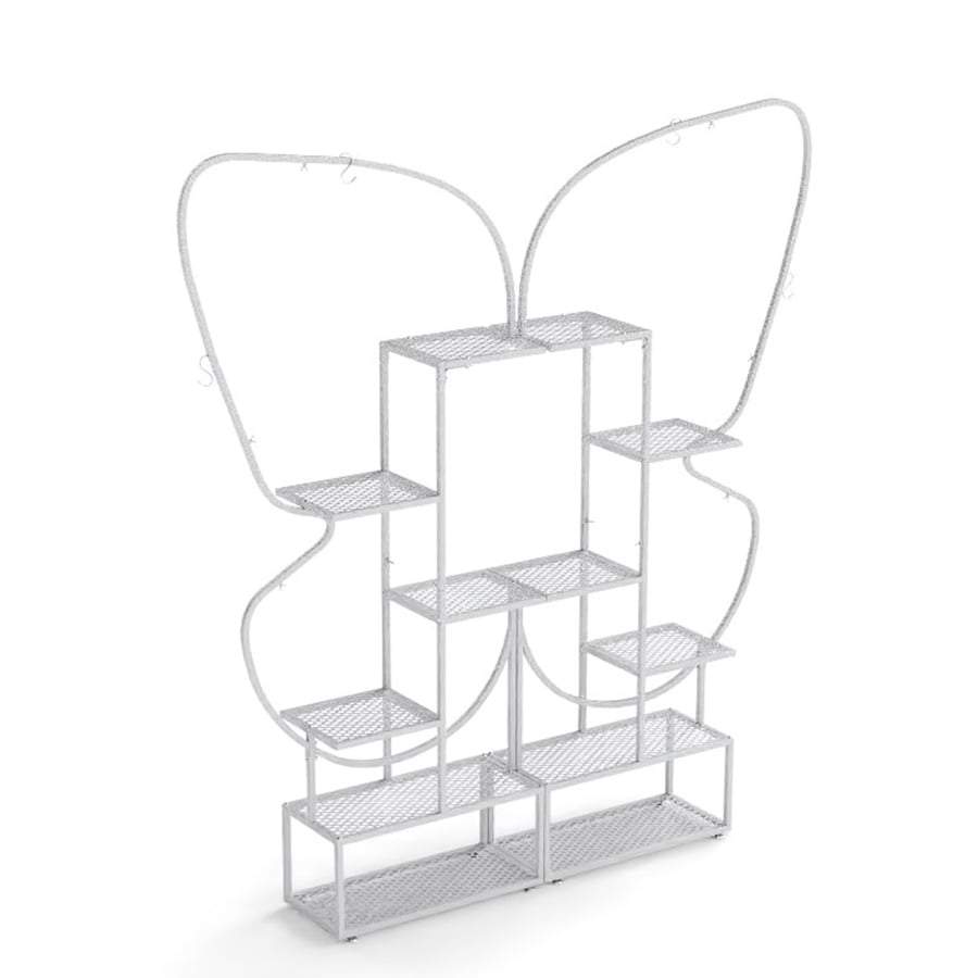 6-våningar metallfjärilsväxtställ med krokar – Vit | Hem & Hobby | Pryloteket