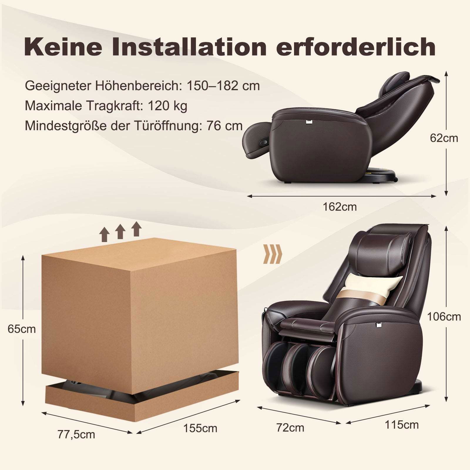 Zero Gravity Massagestol – Helkrops-, Varme-, Lænestol