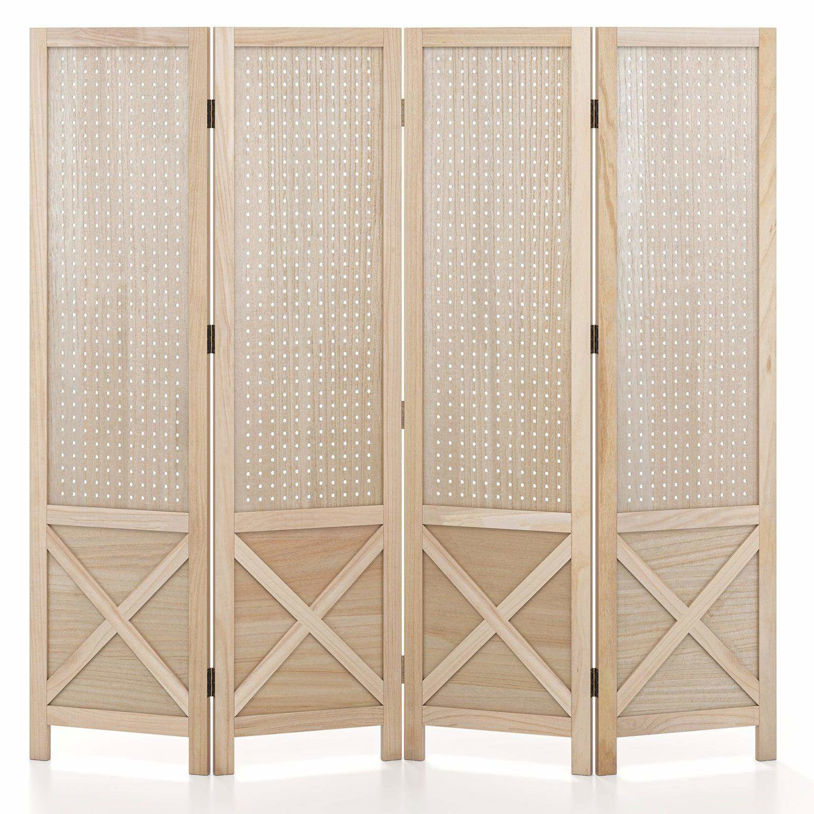 4-panelers foldbar rumdeler – hulplade, massiv træramme