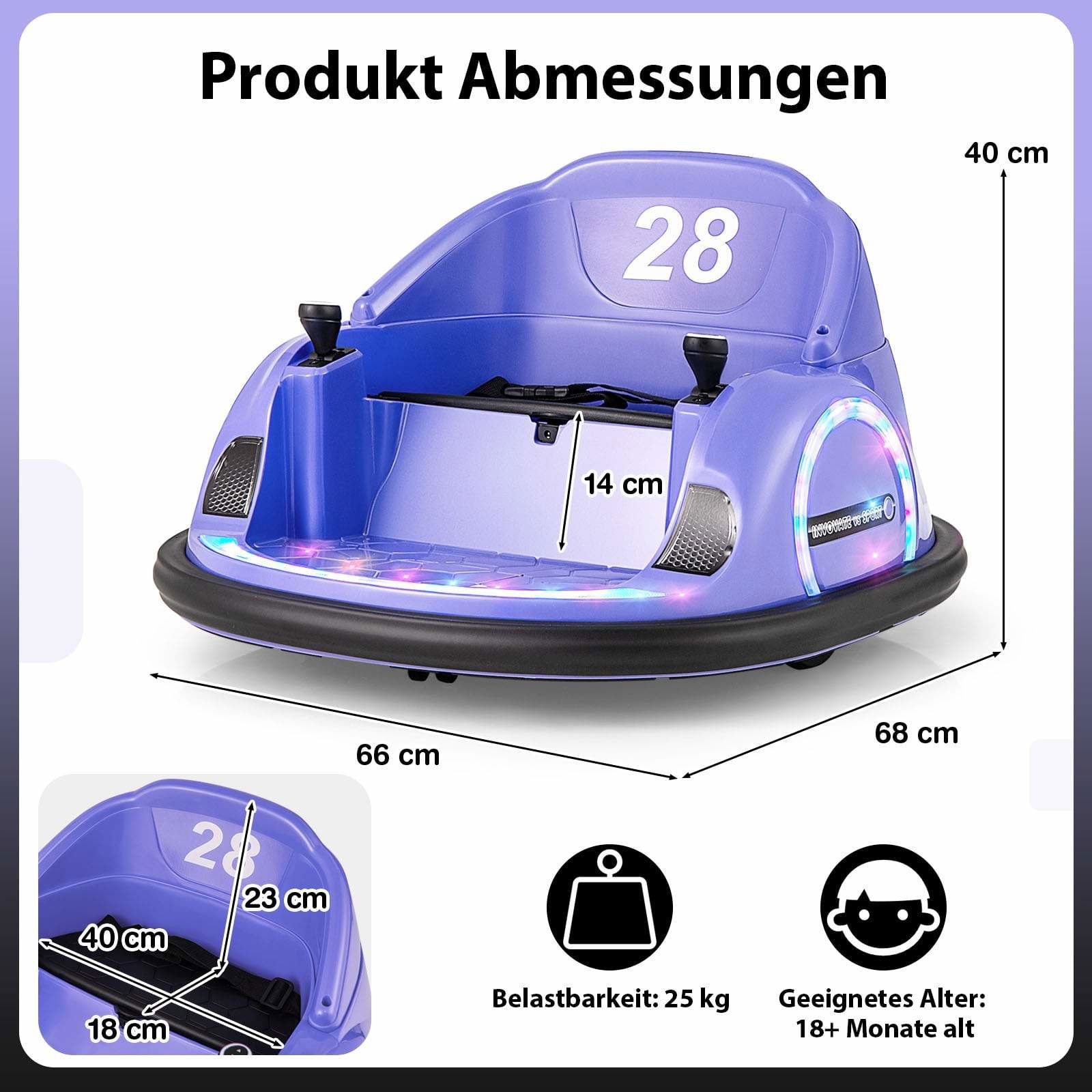 12V elektrisk kofangerbil til børn – 360 graders rotation, fjernbetjening