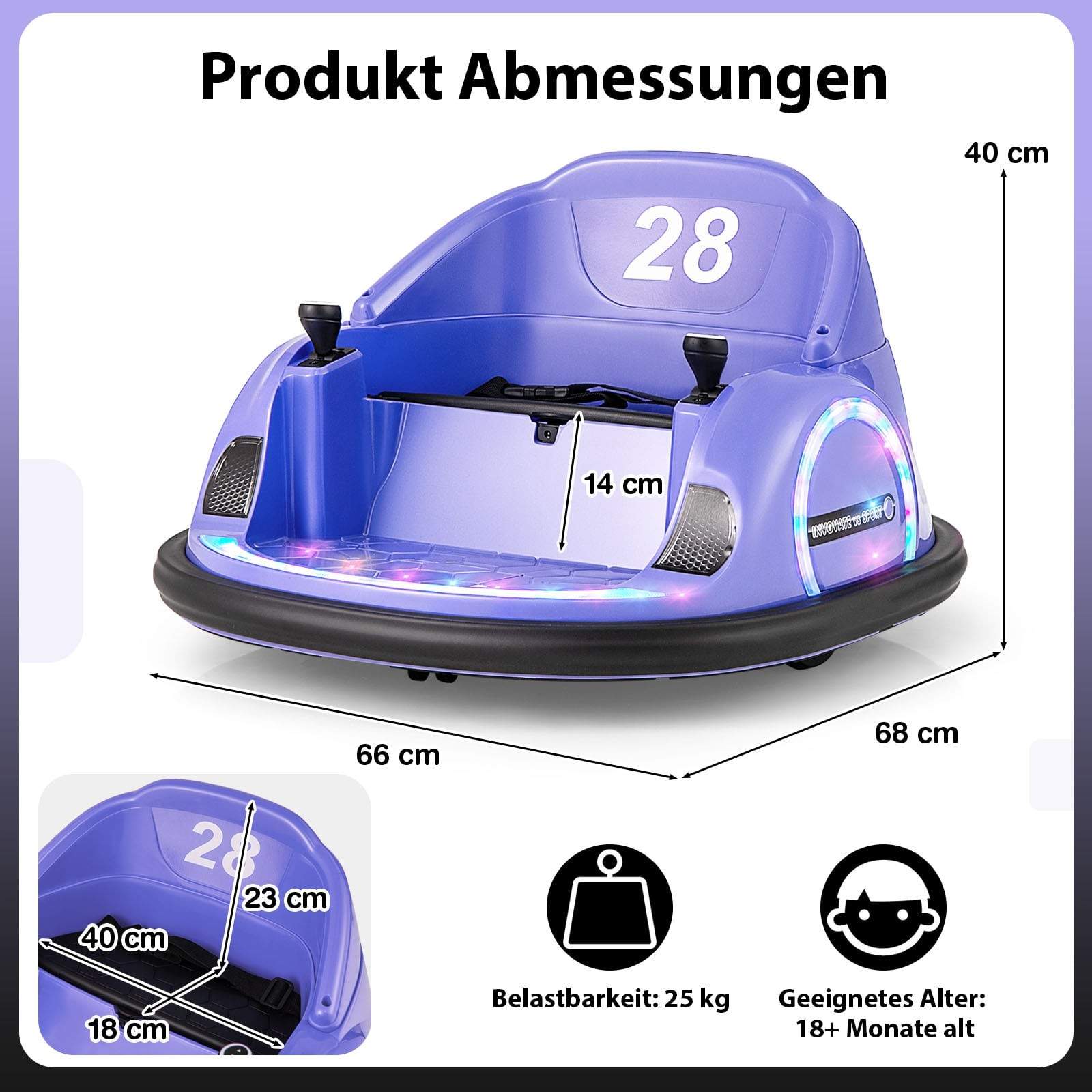 12V elektrisk kofangerbil til børn – 360 graders rotation, fjernbetjening