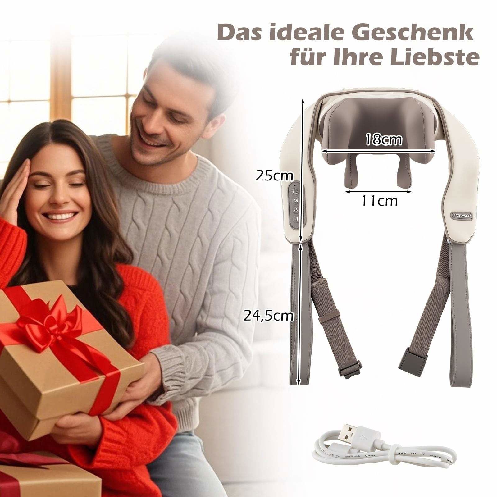 4D Shiatsu Nack- & Axelmassageapparat – Värme & Trådlös | Hem & Hobby | Pryloteket