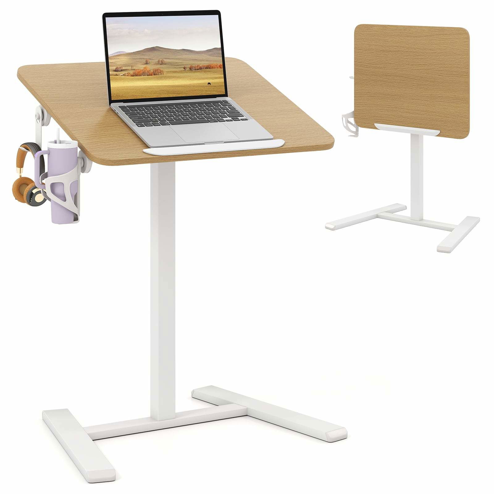 Justerbart laptopbord – Tiltbar topp, dolda hjul, hopfällbart | Hem & Hobby | Pryloteket