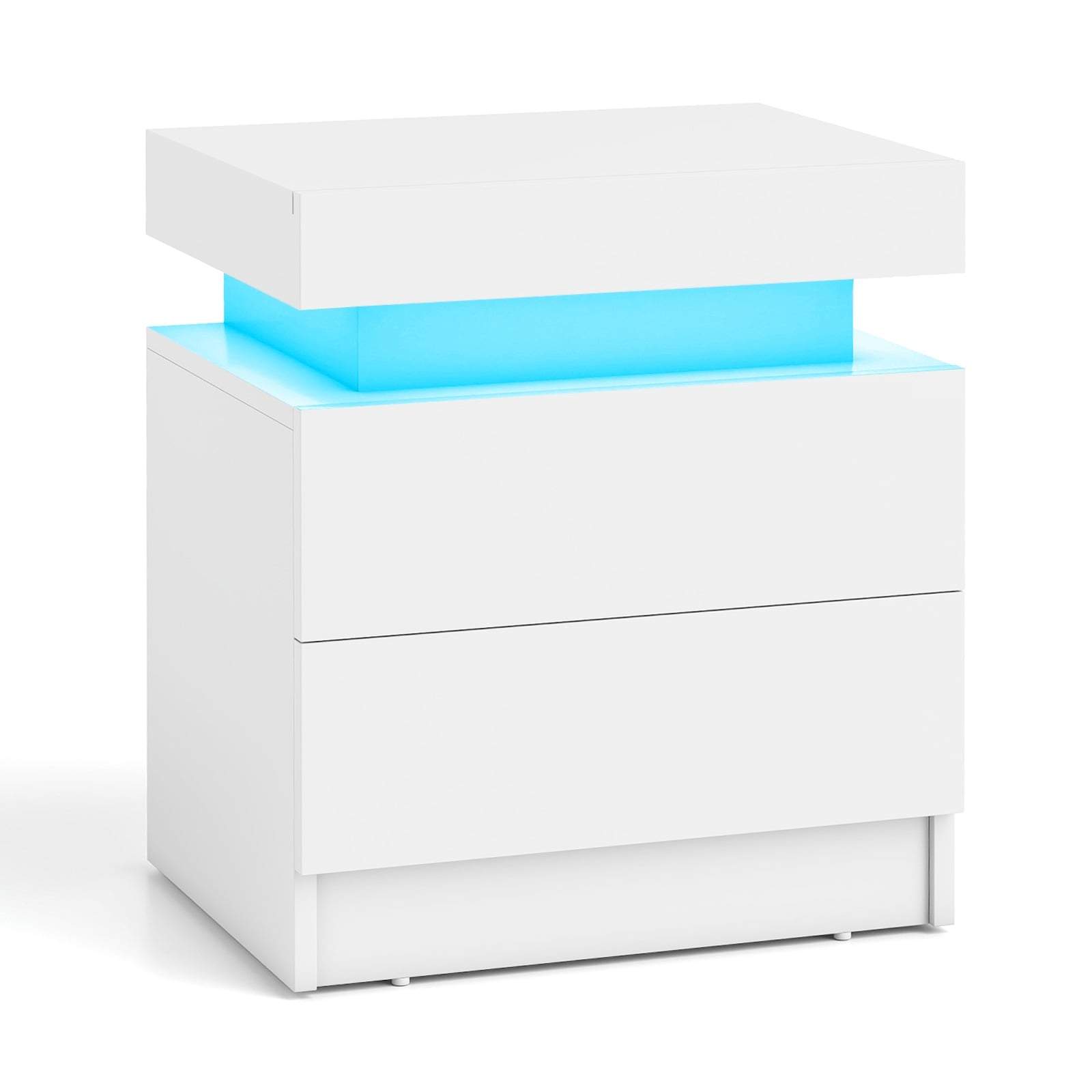 LED-nattduksbord med 2 lådor – Modernt vitt bord | Hem & Hobby | Pryloteket