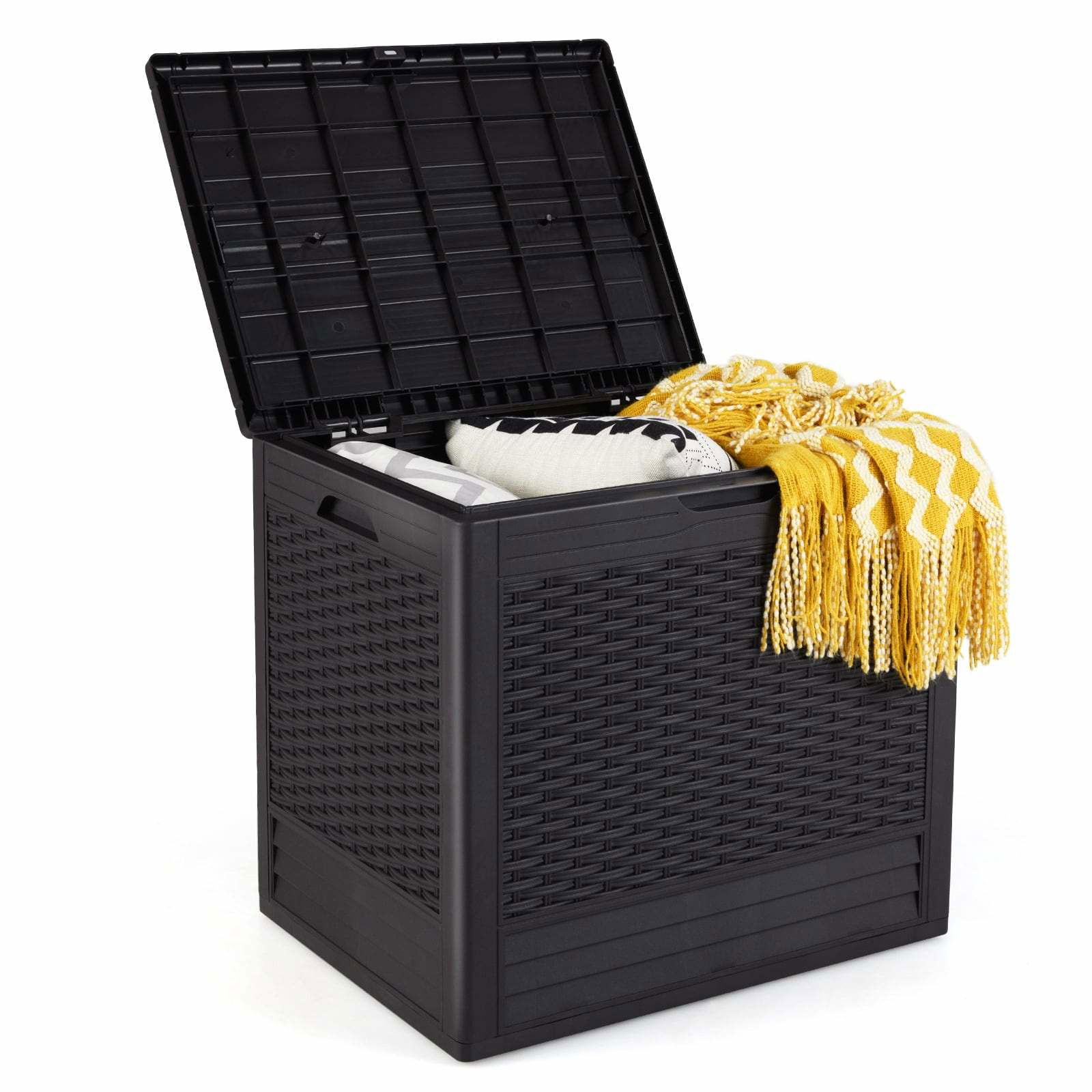 96L utomhusförvaringslåda – väderbeständig, låsbar, rottingdesign | Hem & Hobby | Pryloteket