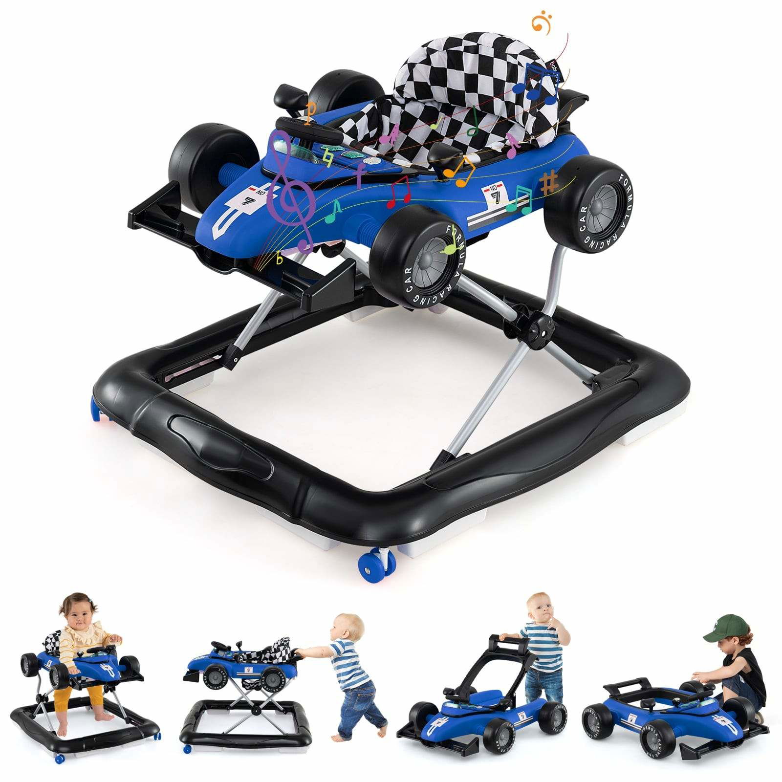 4-i-1 gåstol med justerbar højde og musik