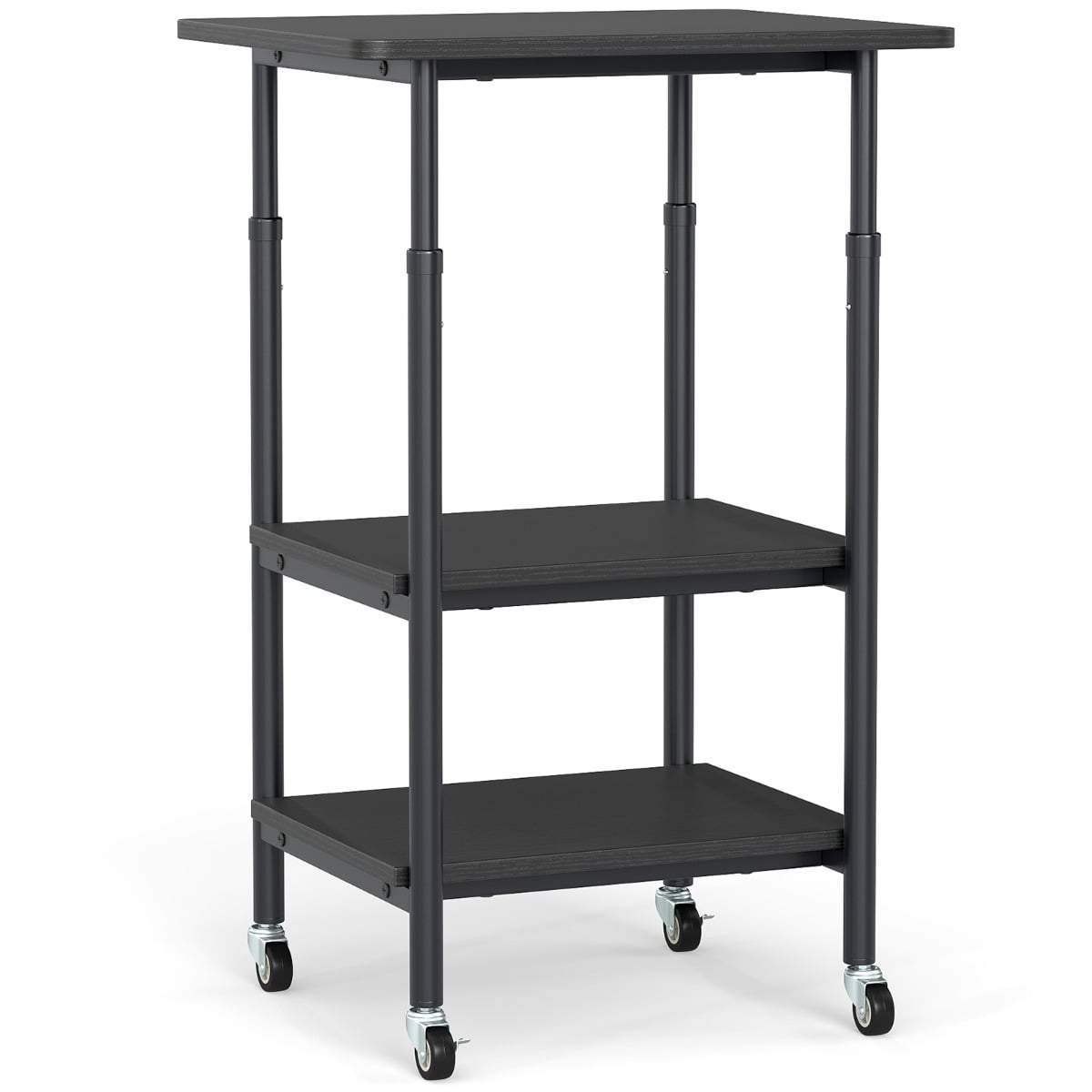 Justerbart skrivarstativ i 3 nivåer med hjul – svart | Hem & Hobby | Pryloteket