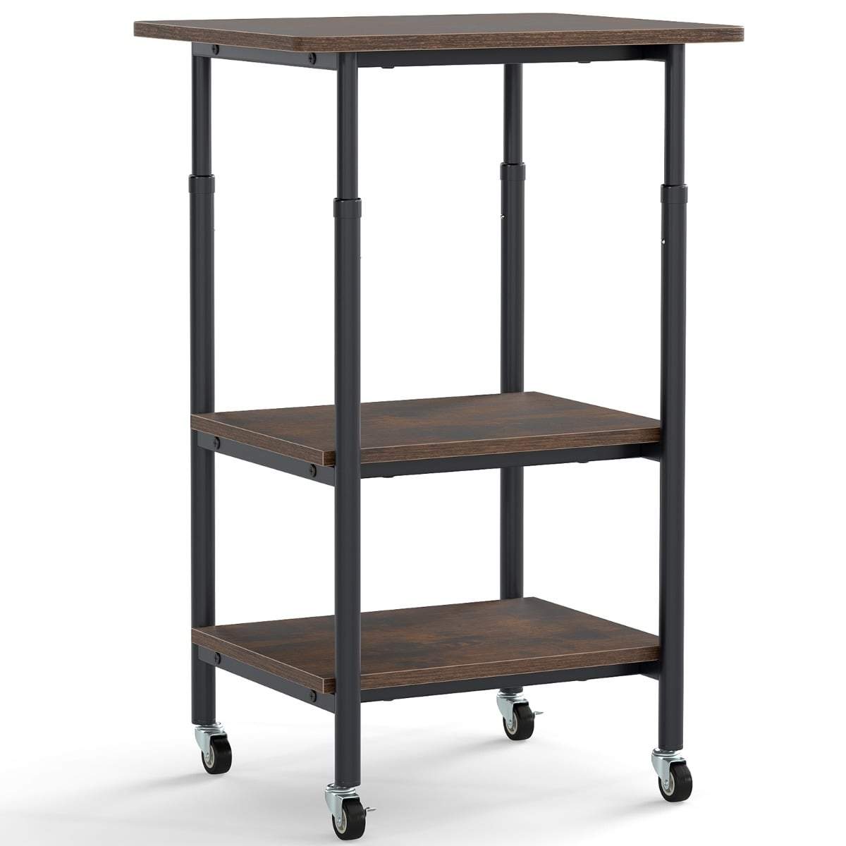 Justerbart skrivarstativ i 3 nivåer med hyllor och hjul | Hem & Hobby | Pryloteket