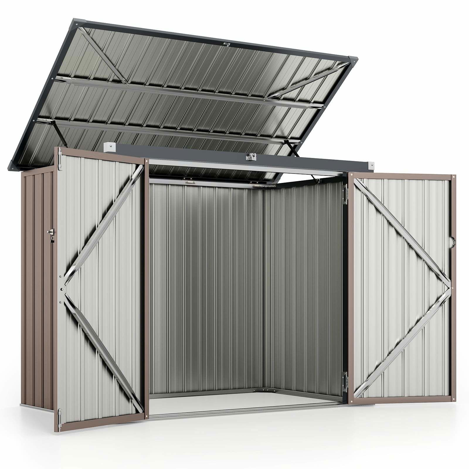 Udendørs opbevaringsskur – metal, dobbelt adgang, vejrbestandig