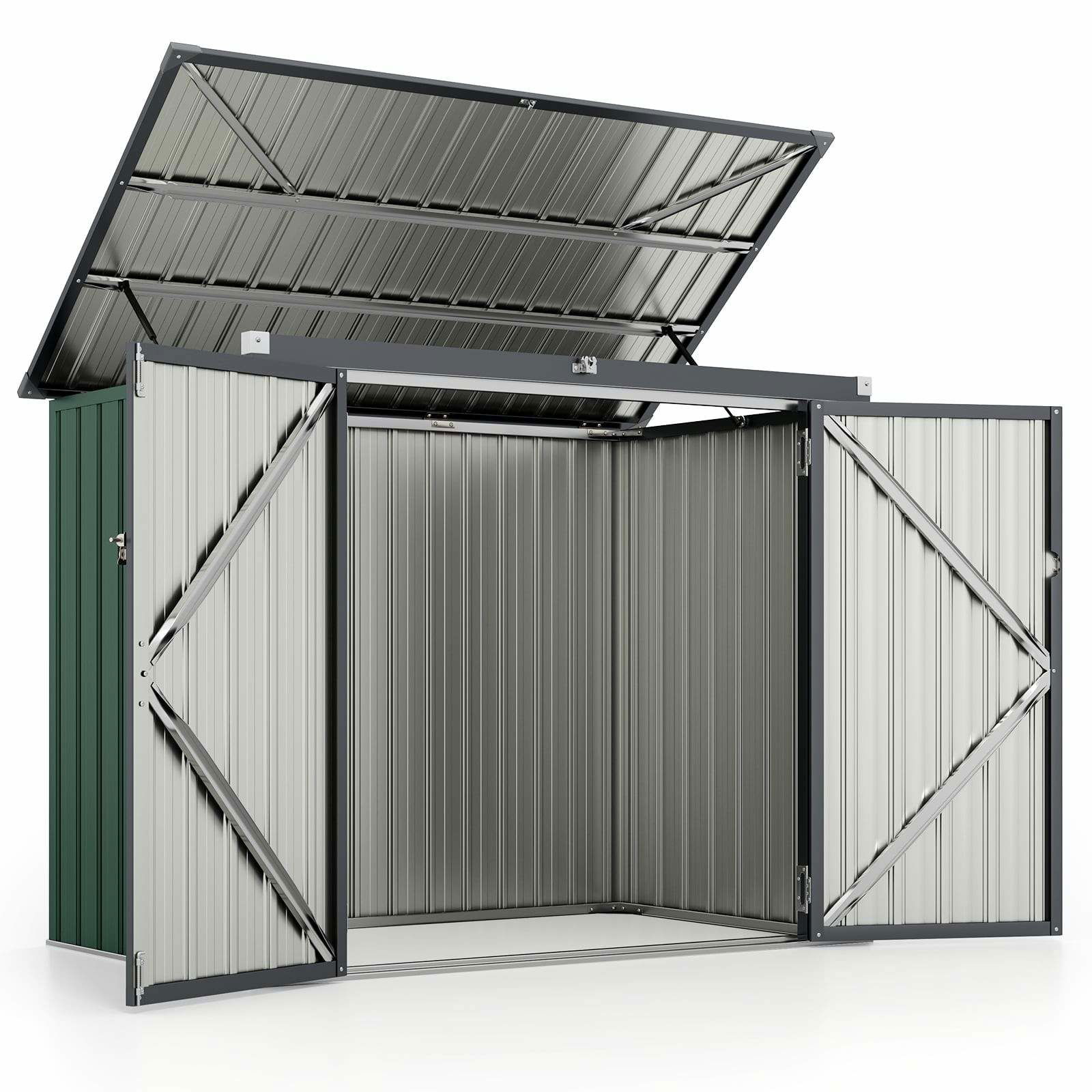 Opbevaringsskur med dobbelt beholder – galvaniseret metal, 172x95,5x130 cm