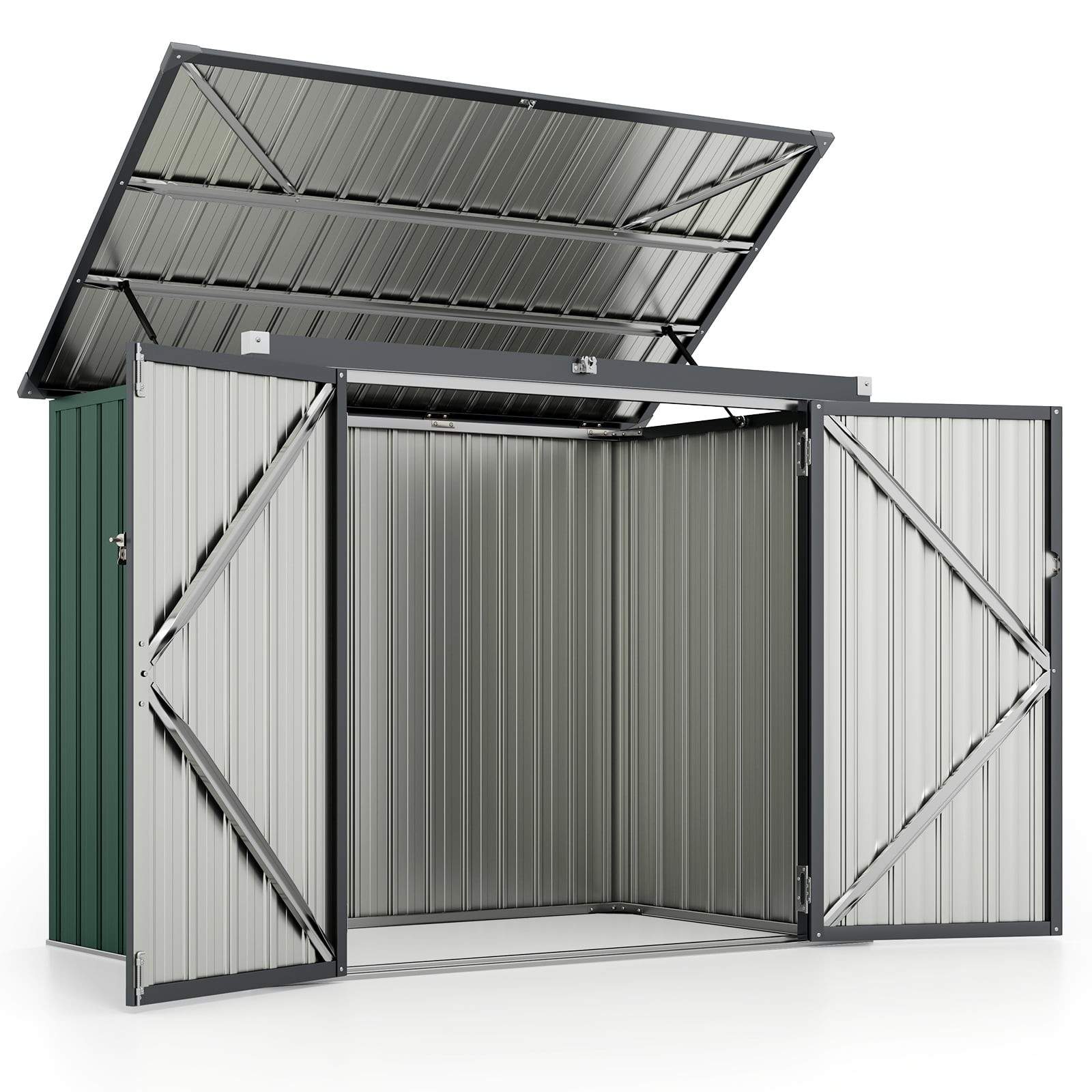 Opbevaringsskur med dobbelt beholder – galvaniseret metal, 172x95,5x130 cm