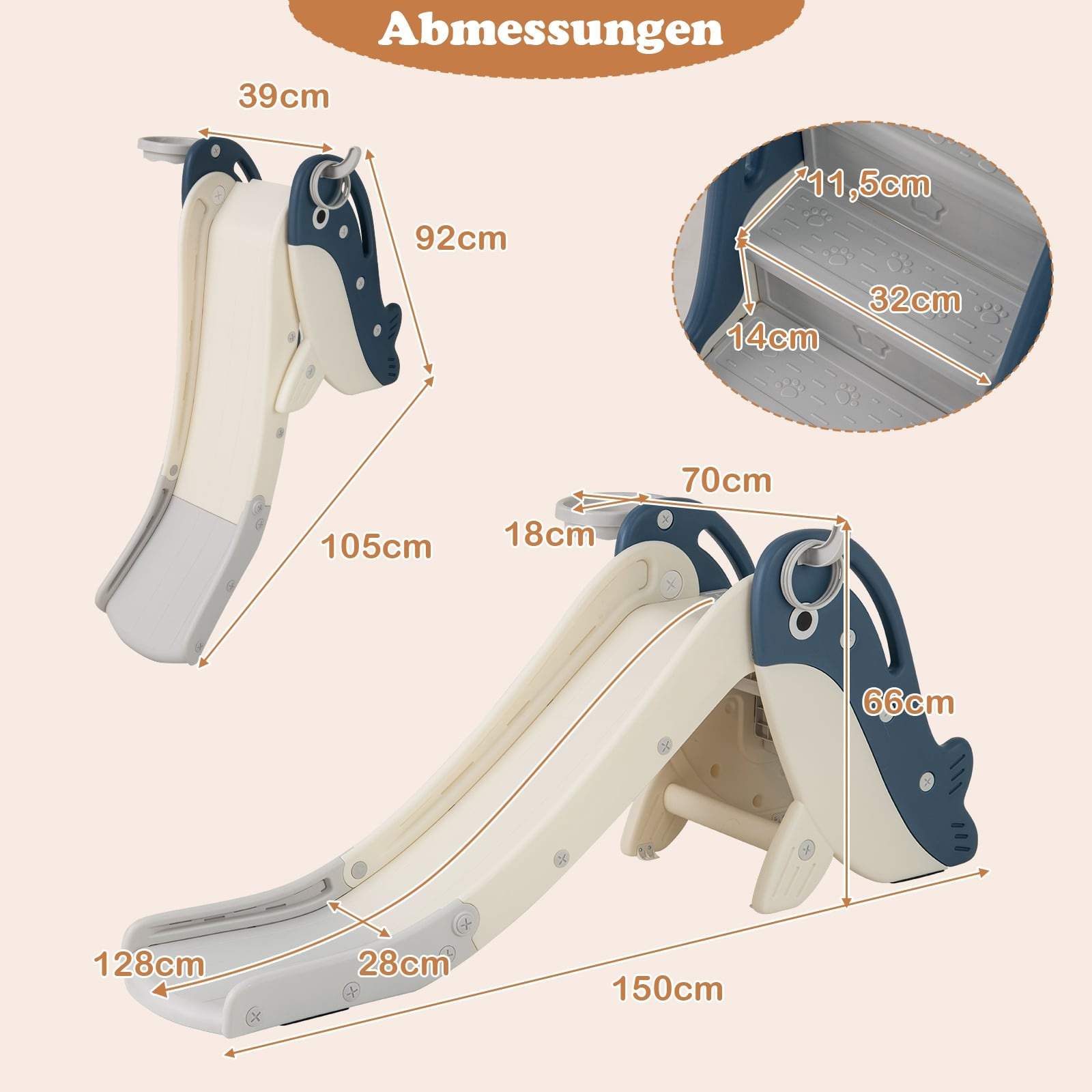 Rutsjebane med basketball og ringkast til småbørn – Sammenklappeligt 4-i-1 legesæt