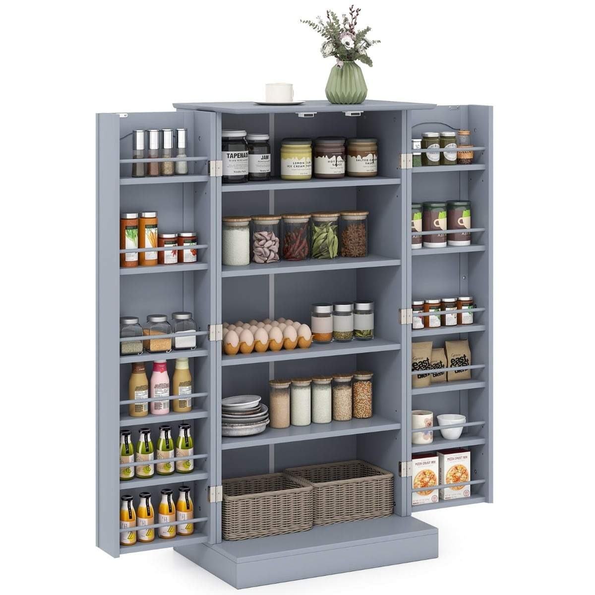 Köksskafferi – justerbara hyllor, grå, 2 dörrar | Hem & Hobby | Pryloteket