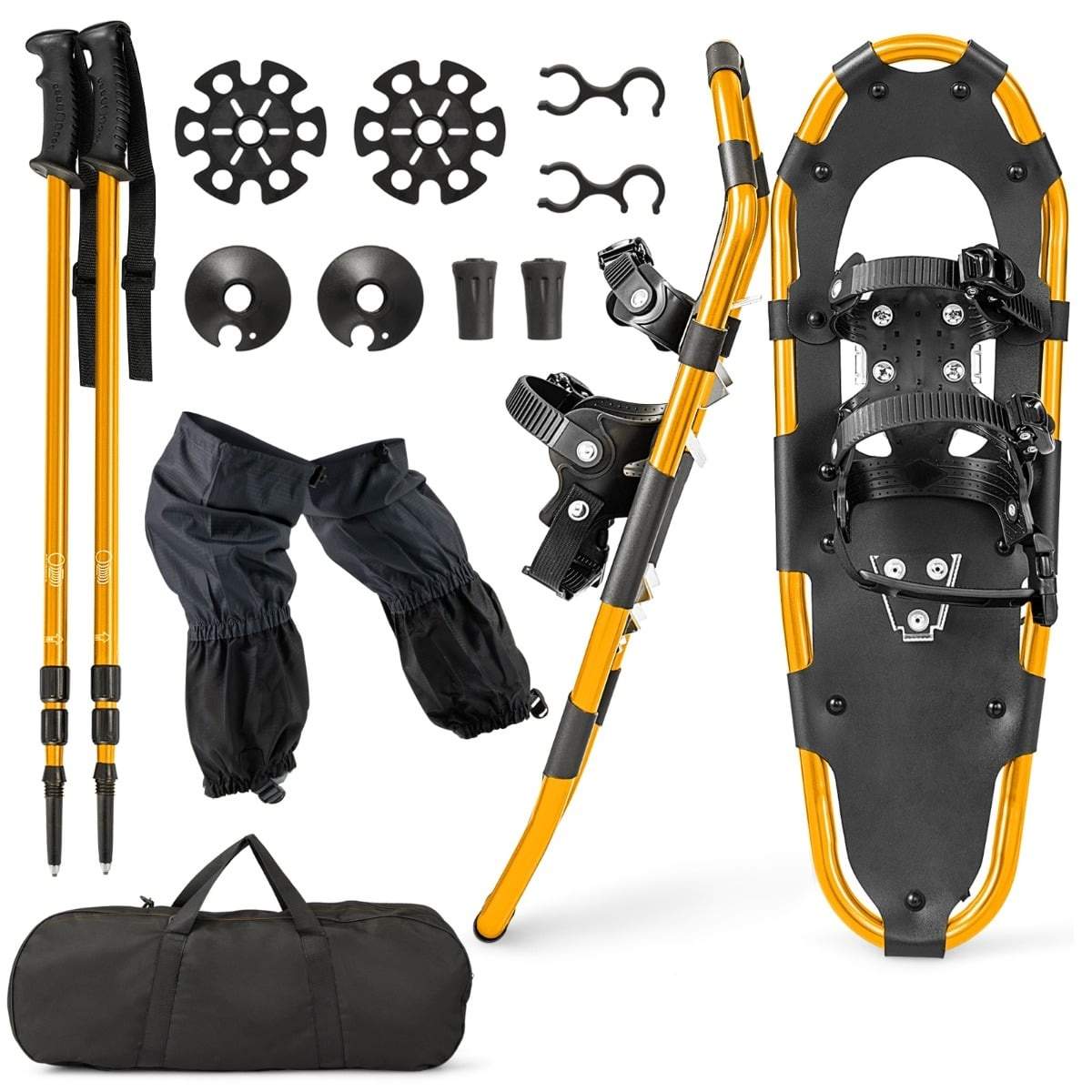 Sneskosæt med justerbare stave og bæretaske – 63 cm guld