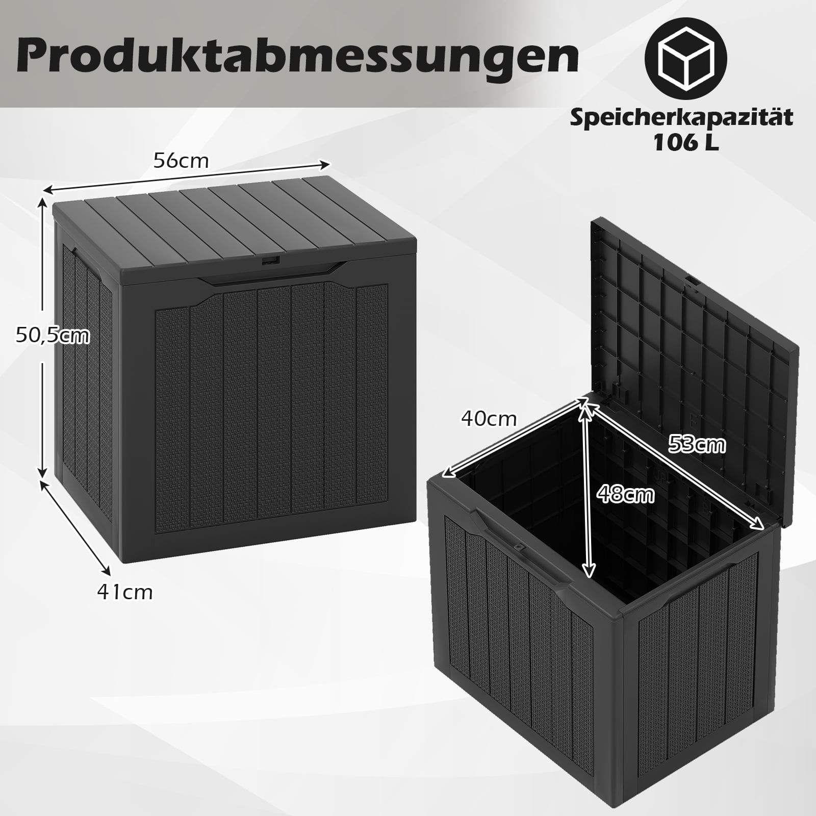 Förvaringslåda för utomhusbruk 96L – Låsbar, väderbeständig rotting | Hem & Hobby | Pryloteket