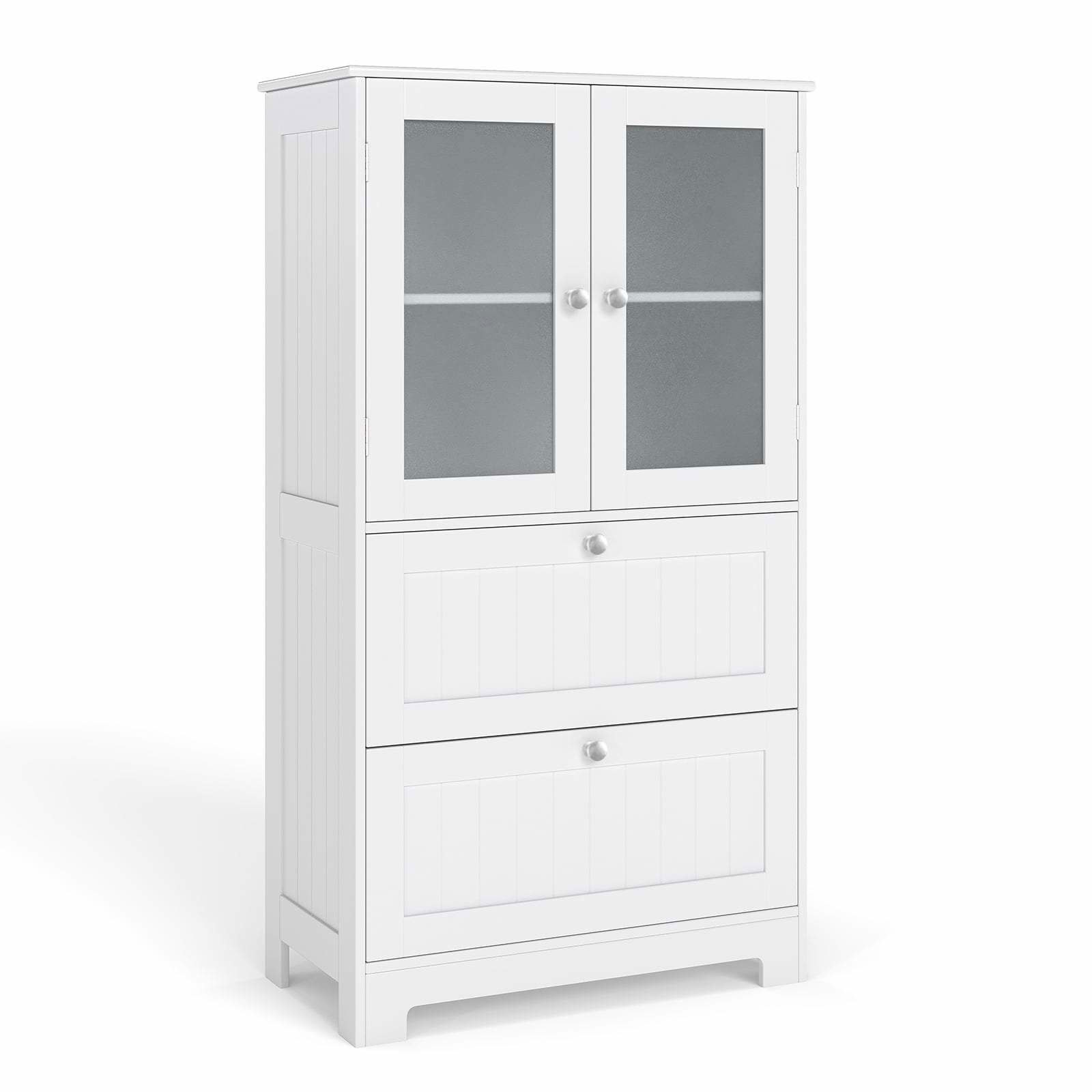 Badrumsförvaringsskåp – Justerbar hylla, glasdörrar | Hem & Hobby | Pryloteket