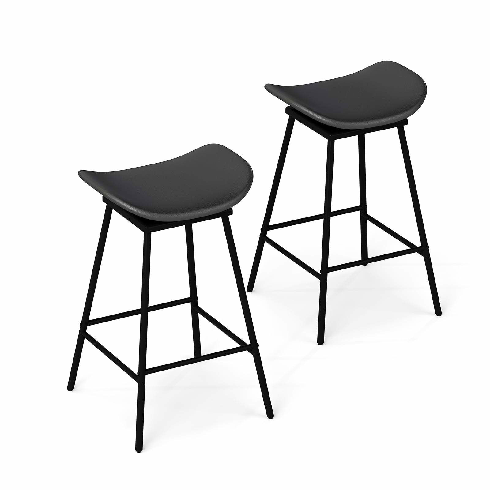 Drejebarstole sæt med 2 – Sort kunstlæder, 360 graders rotation