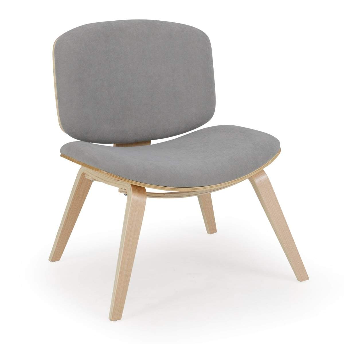 Accentstol med buet ryglæn – lysegrå, pladsbesparende