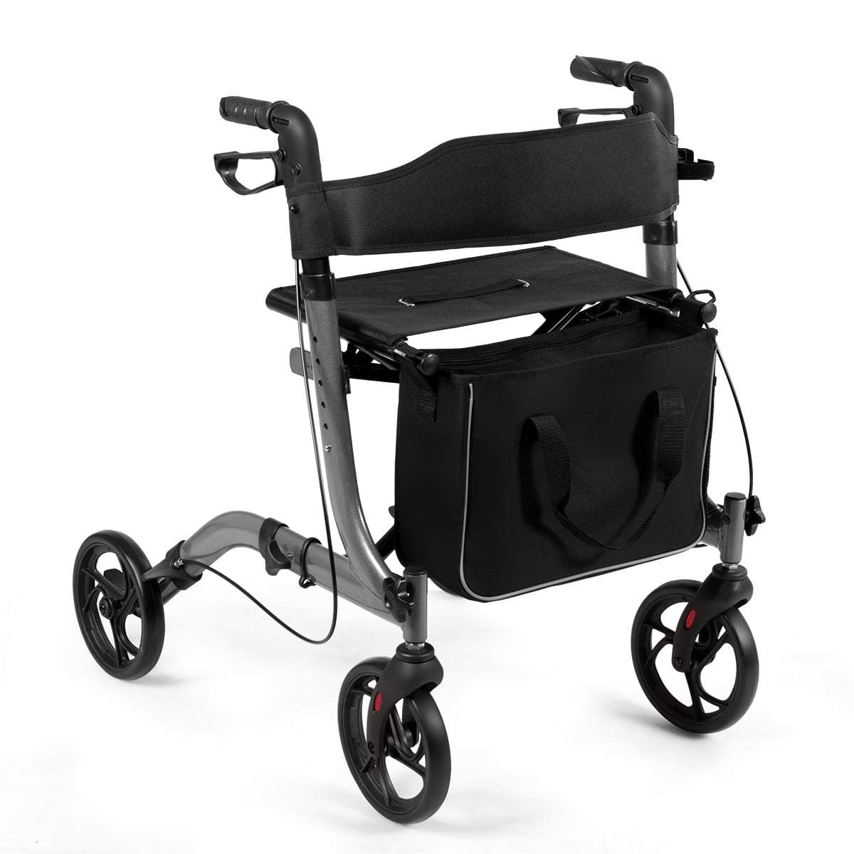 Letvægts foldbar rollator – justerbar, grå
