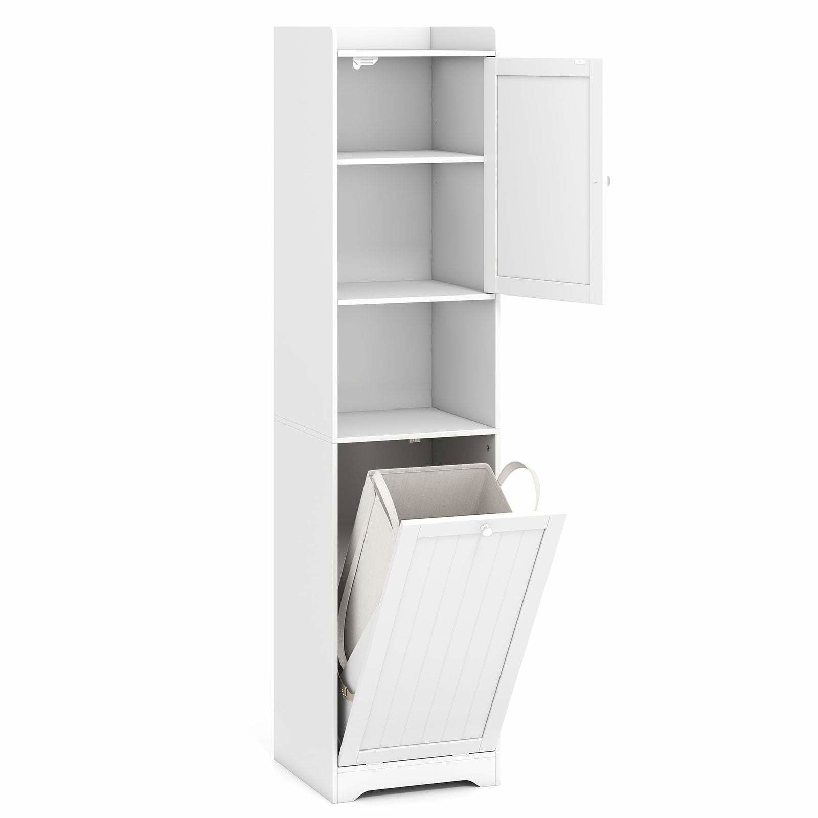 Högt badrumsskåp – Smal tvätttorn med justerbar hylla | Hem & Hobby | Pryloteket