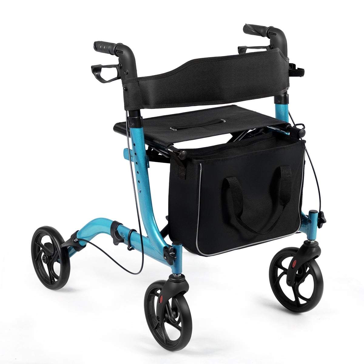 Letvægts, foldbar rollator – justerbar, blå, sikker og bærbar