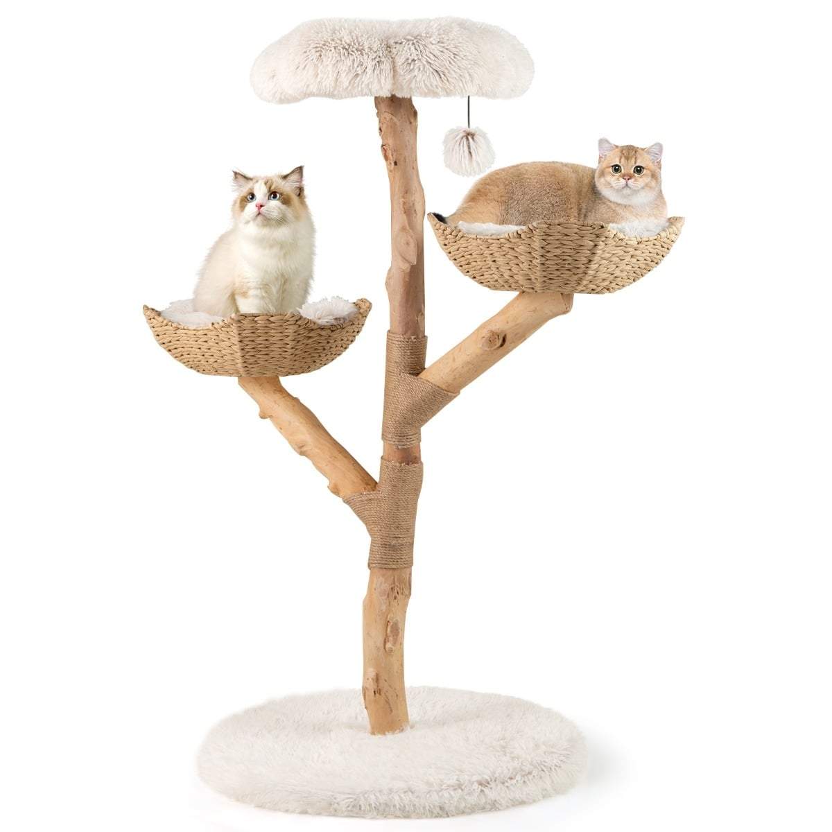Kradsetræ med platform af ægte træ og blomster – 122 cm