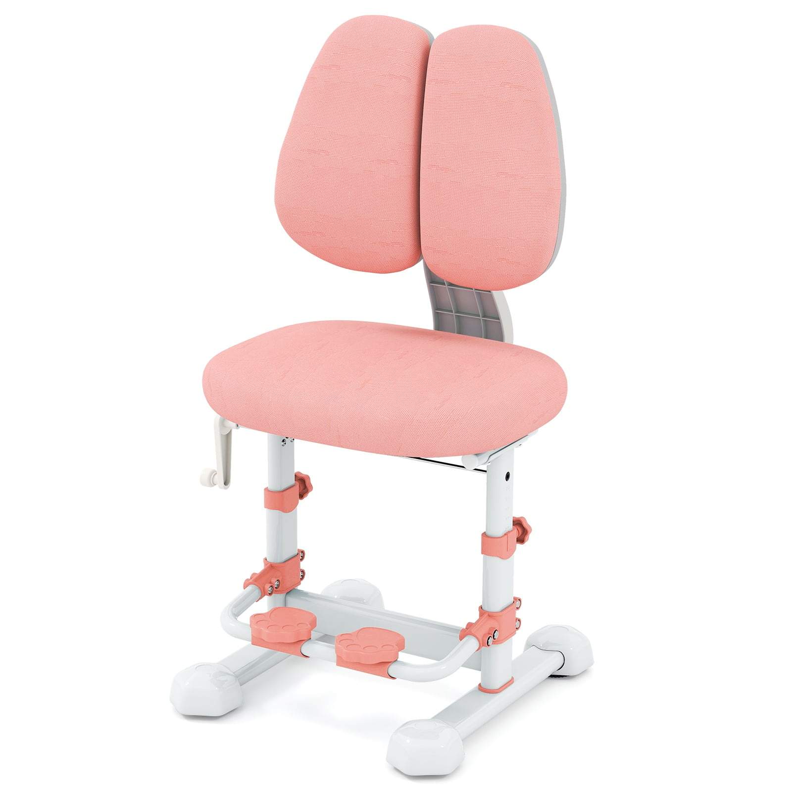Ergonomisk børneskrivebordsstol – justerbar, lyserød, med fodstøtte