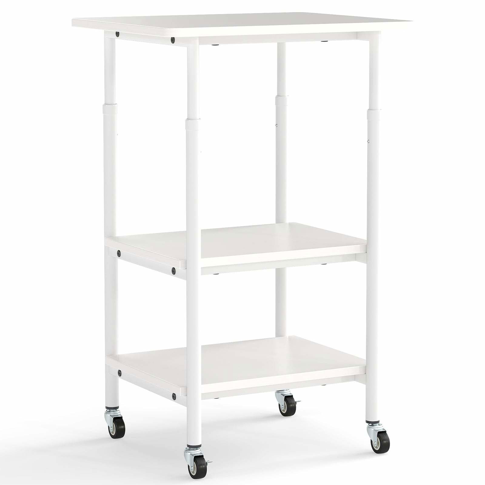 Justerbar 3-lags printerstativ med hjul – hvid