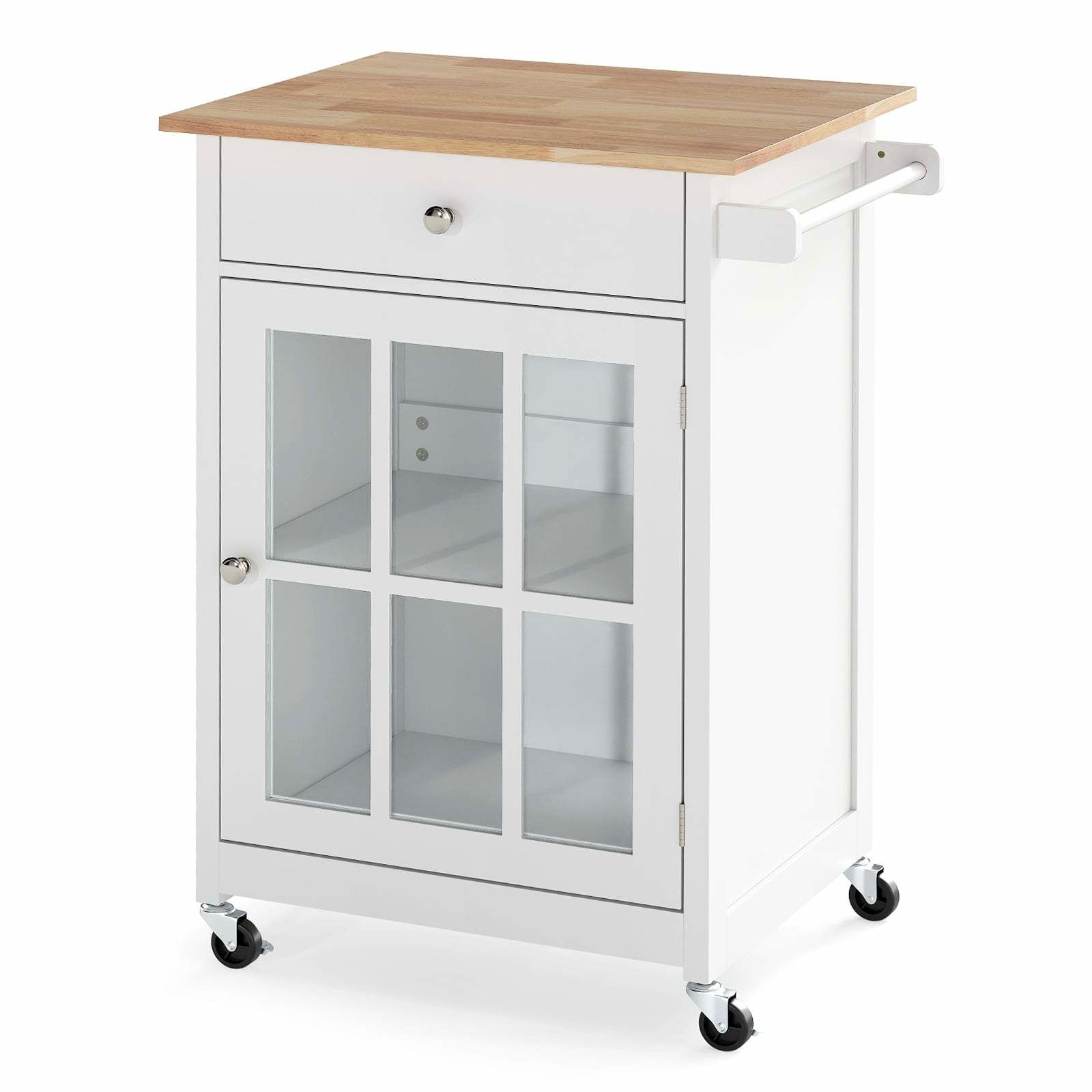 Køkkenøvogn – Træplade, Glaslåge, Rigelig Opbevaring