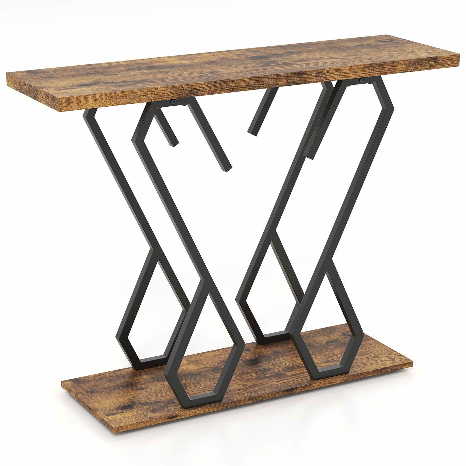 Konsolbord med bordplade i imiteret marmor, justerbare fødder, 100x30 cm