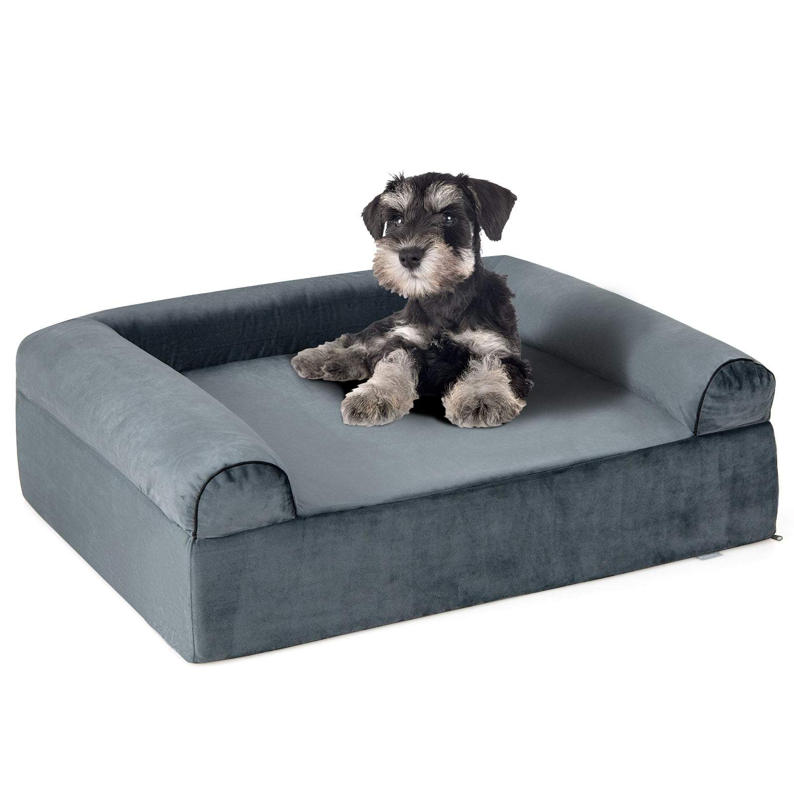 Ortopædisk hundeseng med kølende gel memory foam, grå