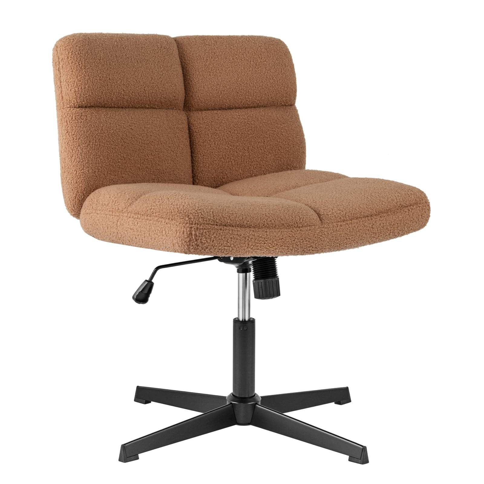 Ergonomisk kontorstol med krydsben, kunstpels, brun