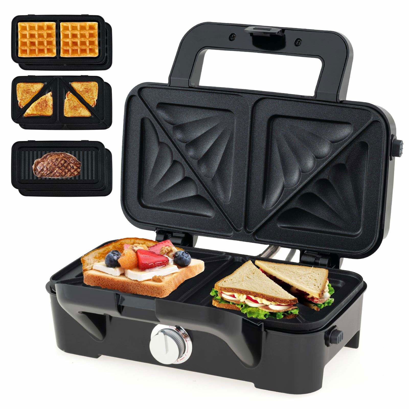 3-i-1 sandwichmaskine – vaffel-, panini- og grilltallerkener