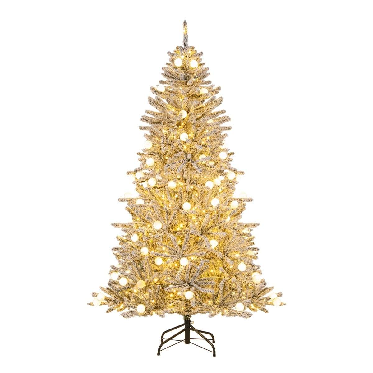 Snebeklædt juletræ på 180 cm med LED-lys og timer