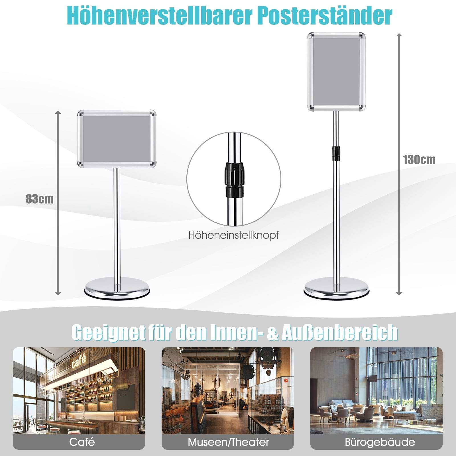 Justerbart A4-informationsställ – Roterbart, hållbart, silver | Hem & Hobby | Pryloteket