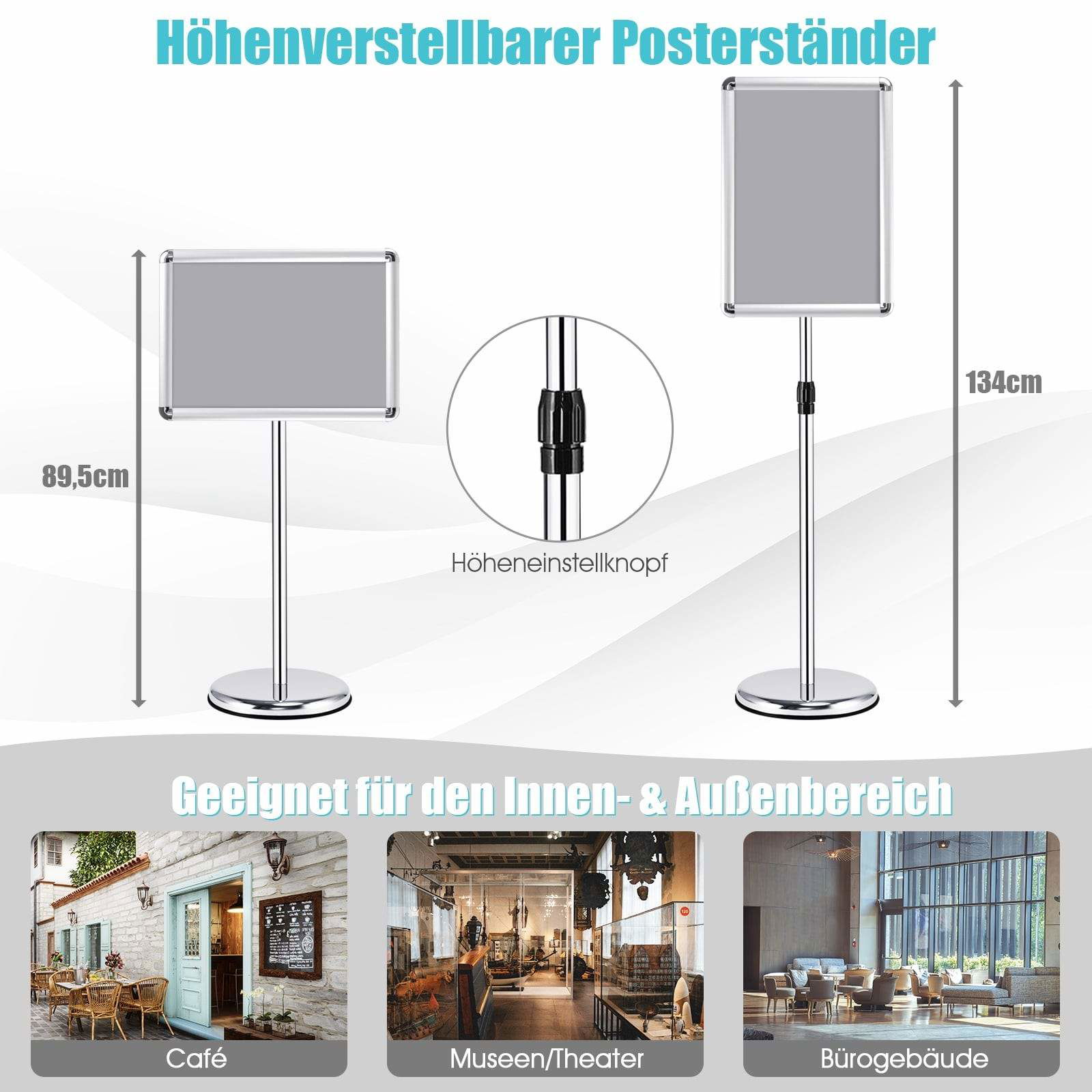 Justerbart A3-posterställ – Roterande, hållbart, silverfärgat | Hem & Hobby | Pryloteket